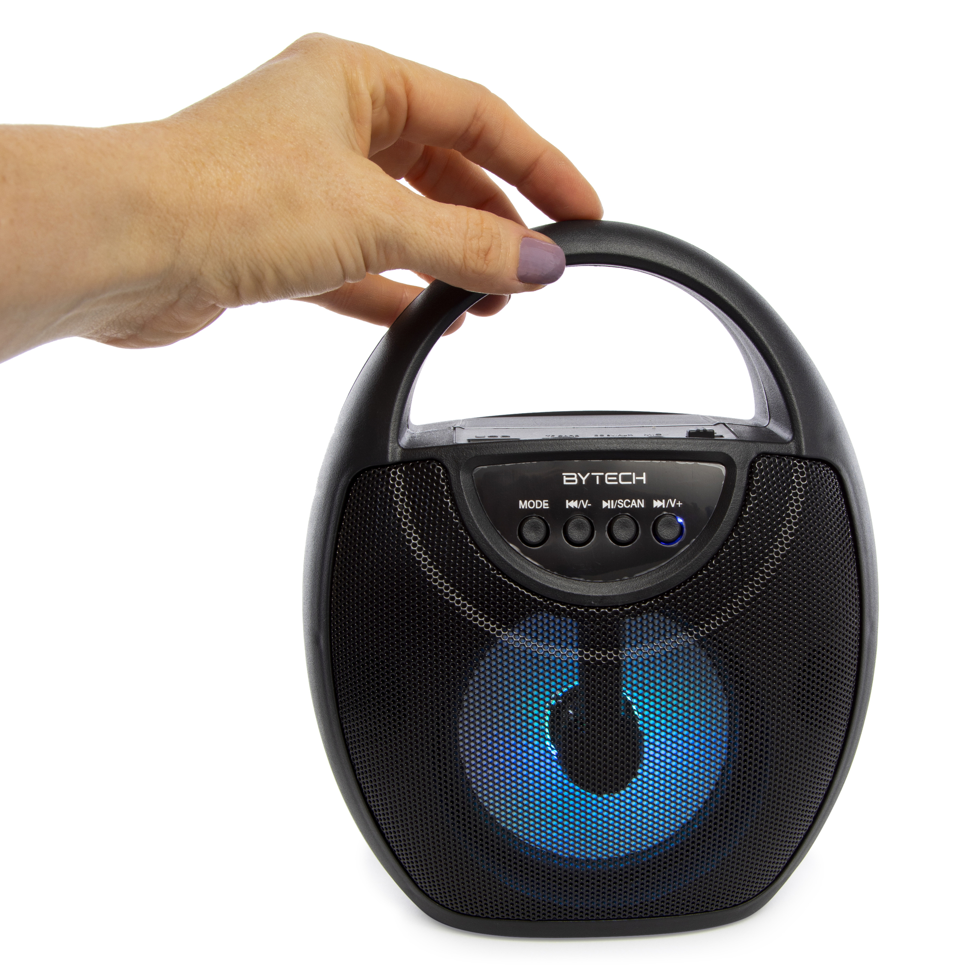 Top Handle On-The-Go Portable Speaker w/ Bluetooth®, Fm Radio, Mic, LED Lights
