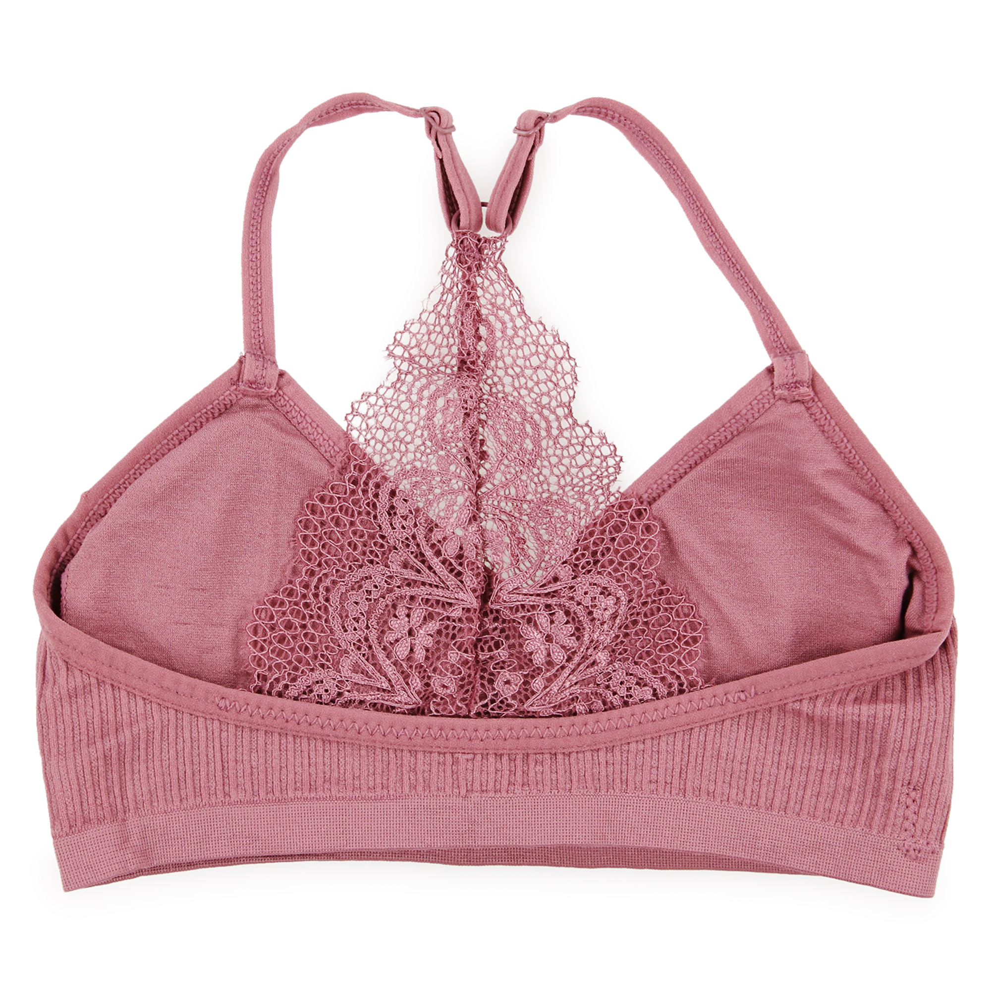 Lace T-Back Bralette - Mauve
