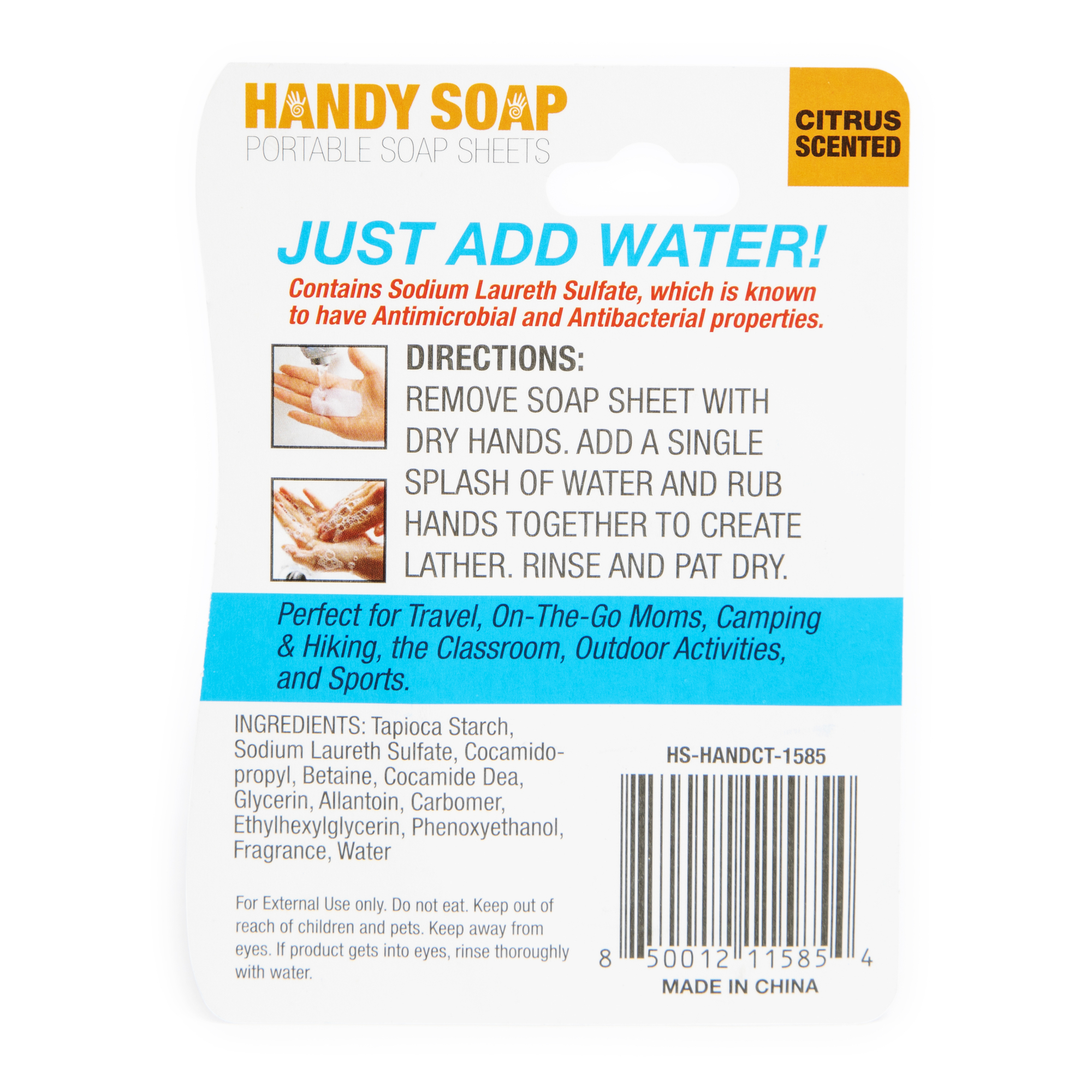 Handy Soap Paper 50-Count Portable Soap Sheets, Citrus Scent