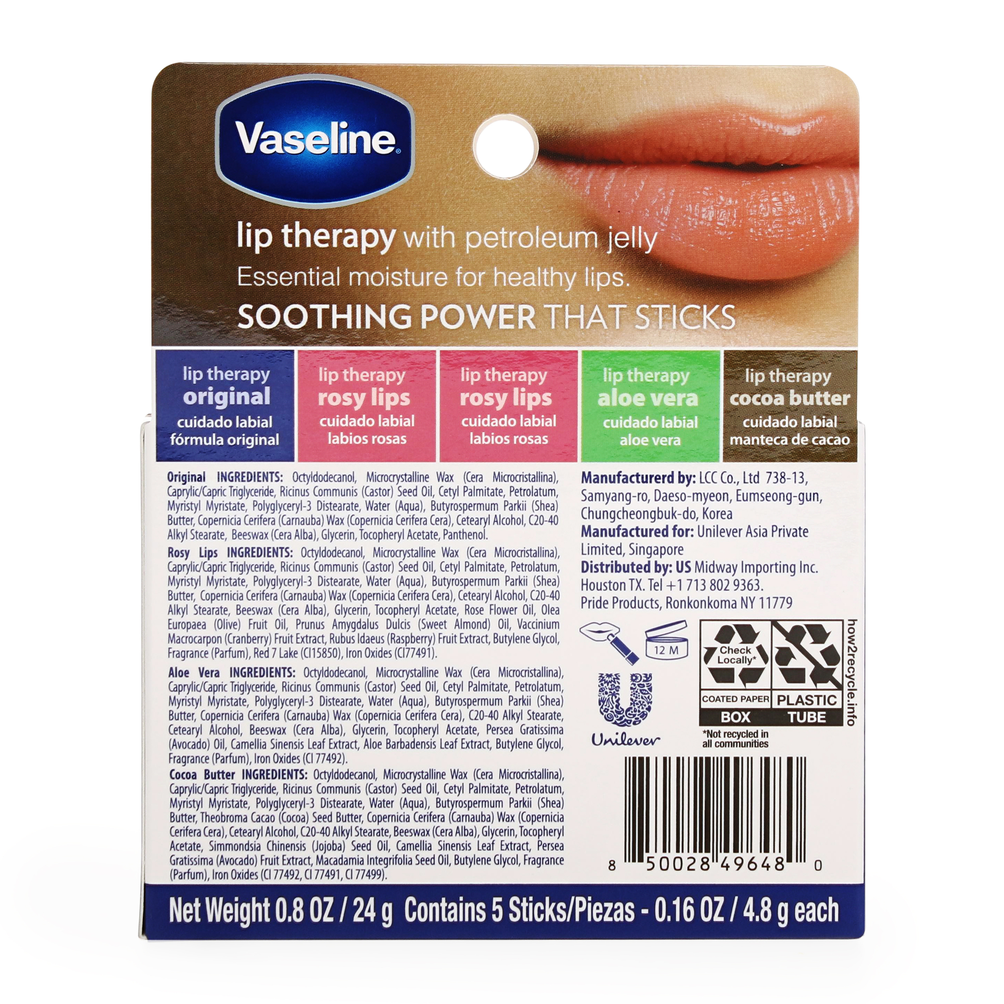 Vaseline Lip Therapy Value 5-Pack