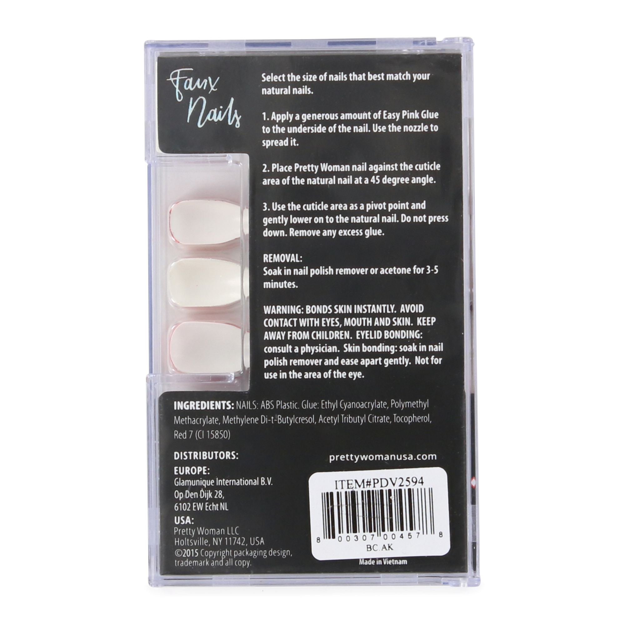 Pretty Woman Faux Nails Set - Red & White Glitter