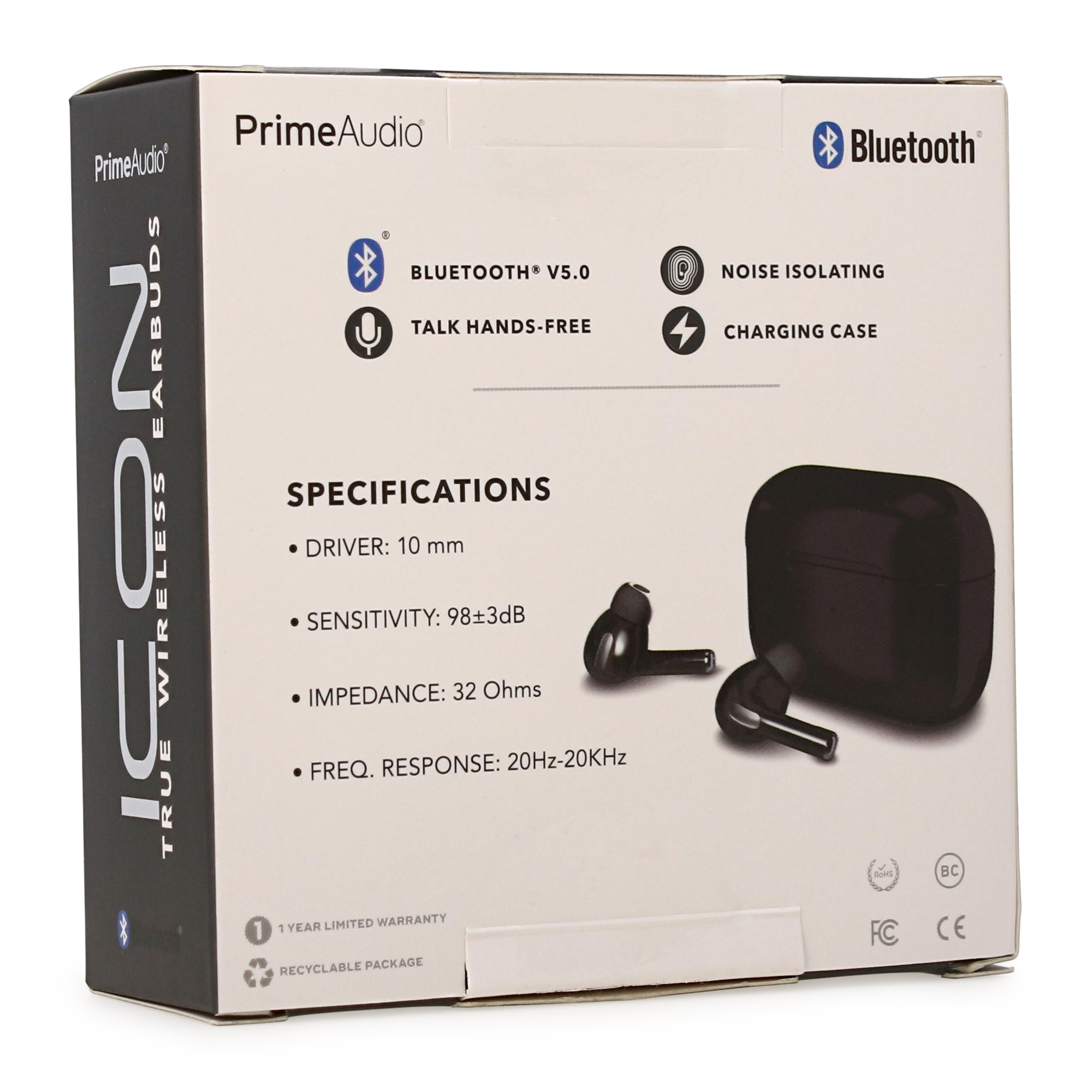 Icon Noise-Isolating Bluetooth® Earbuds With Mic & Charging Case