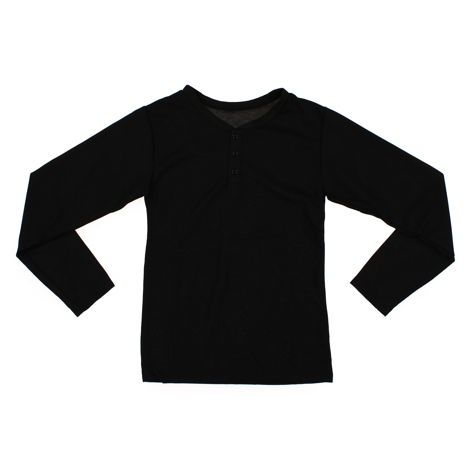 Young Men's Thermal Henley Shirt - Black