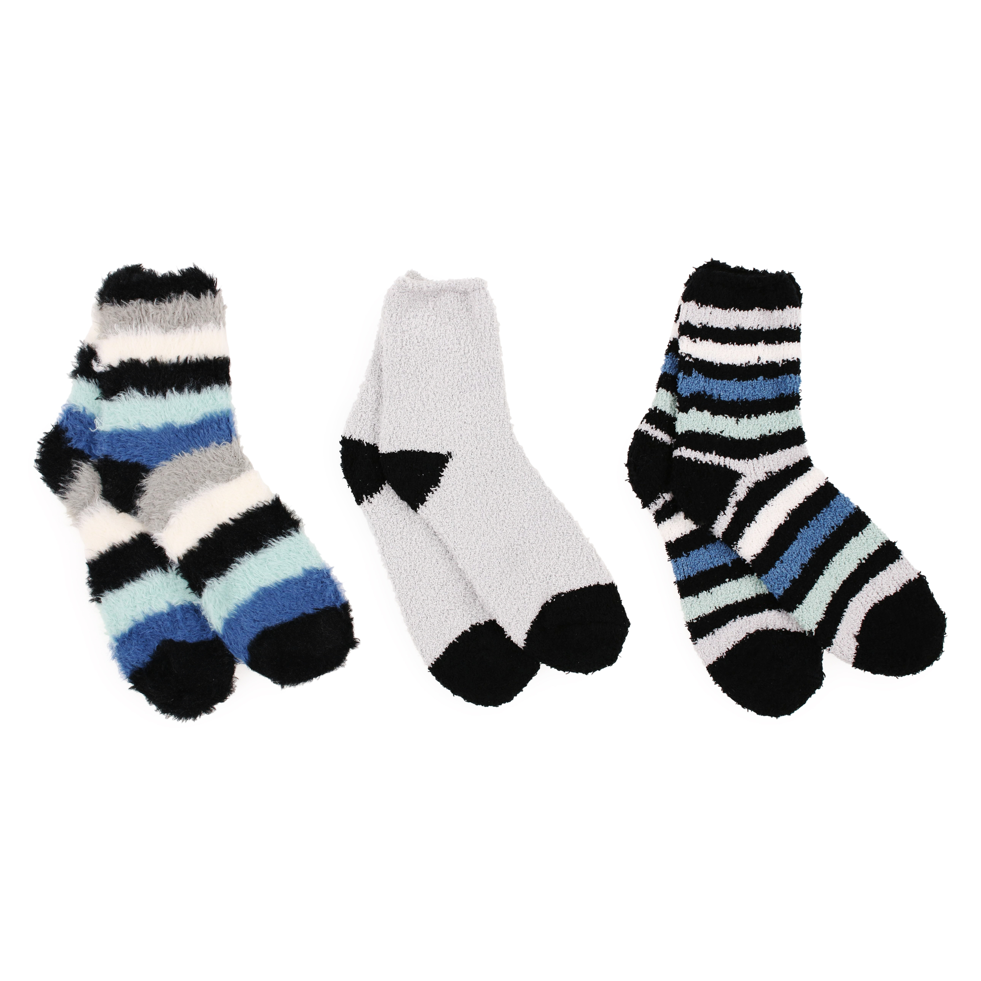 Fuzzy Print Slipper Socks 3-Pair Multipack