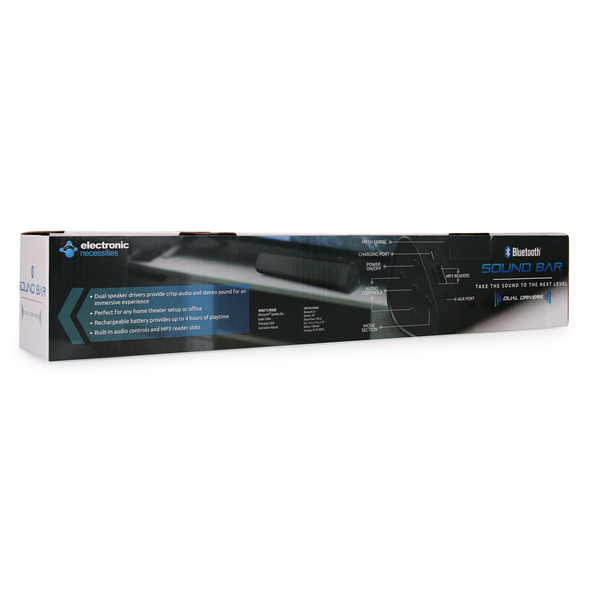 16.5in Bluetooth® Sound Bar Speaker With Dual Drivers