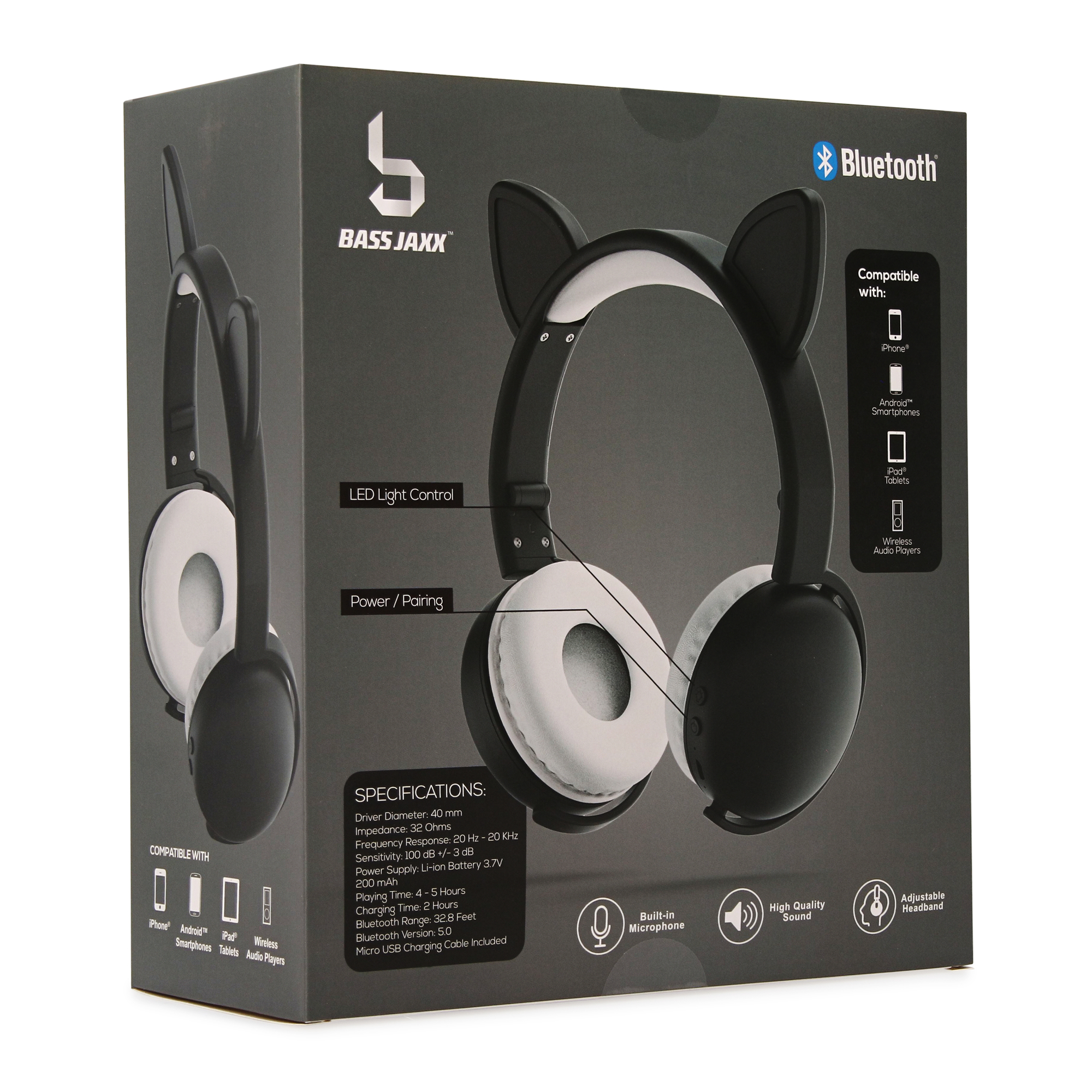 Color-Change LED Cat Ear Bluetooth® Headphones With Mic