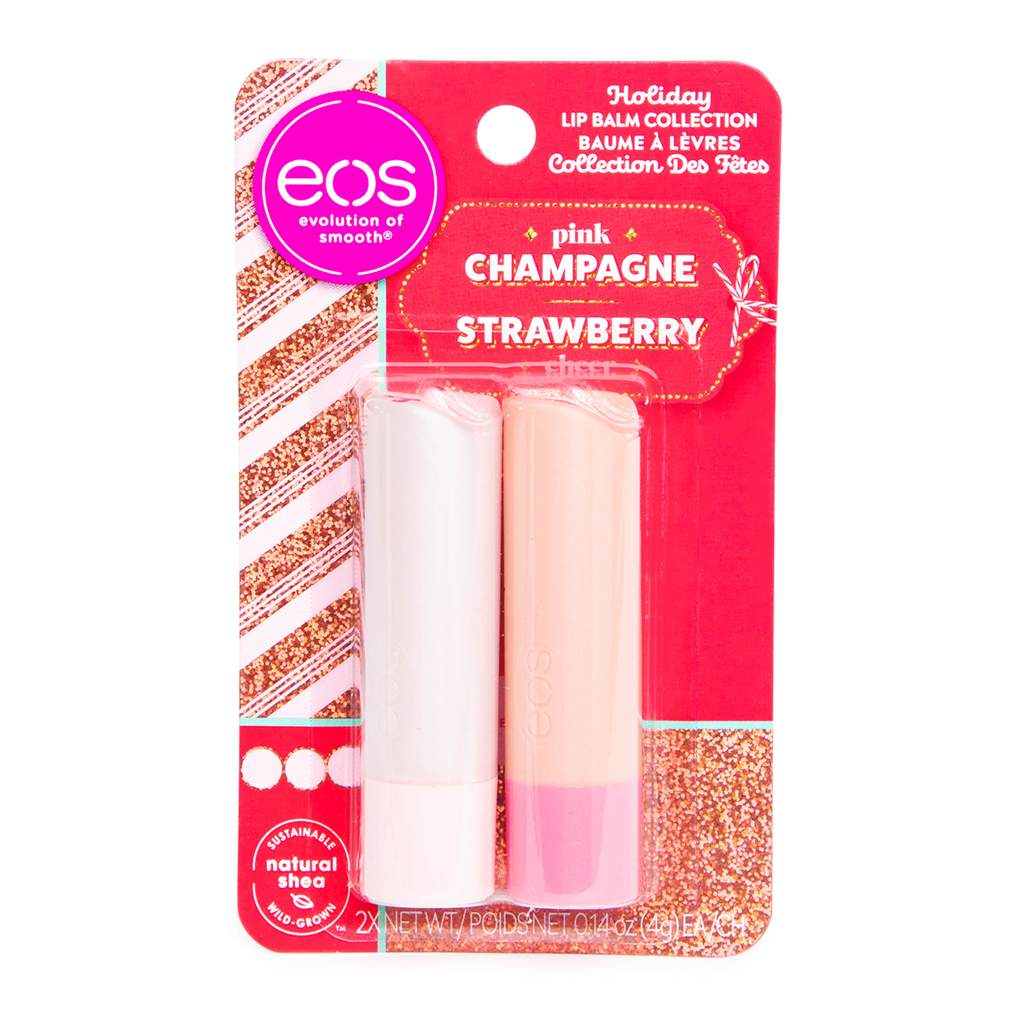 Holiday Collection Eos® Lip Balm Duo - Pink Champagne & Strawberry
