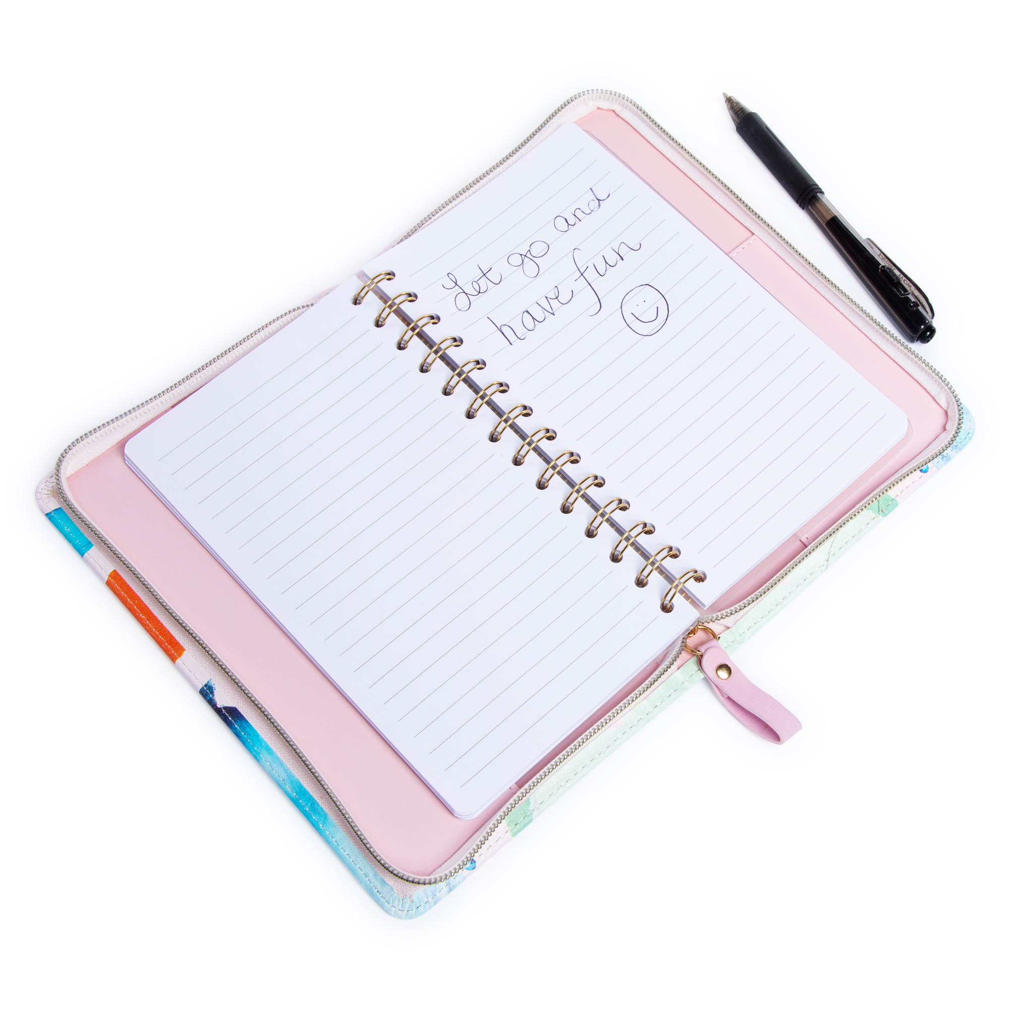 Printed Padded Zipper Notebook 8in x 6in