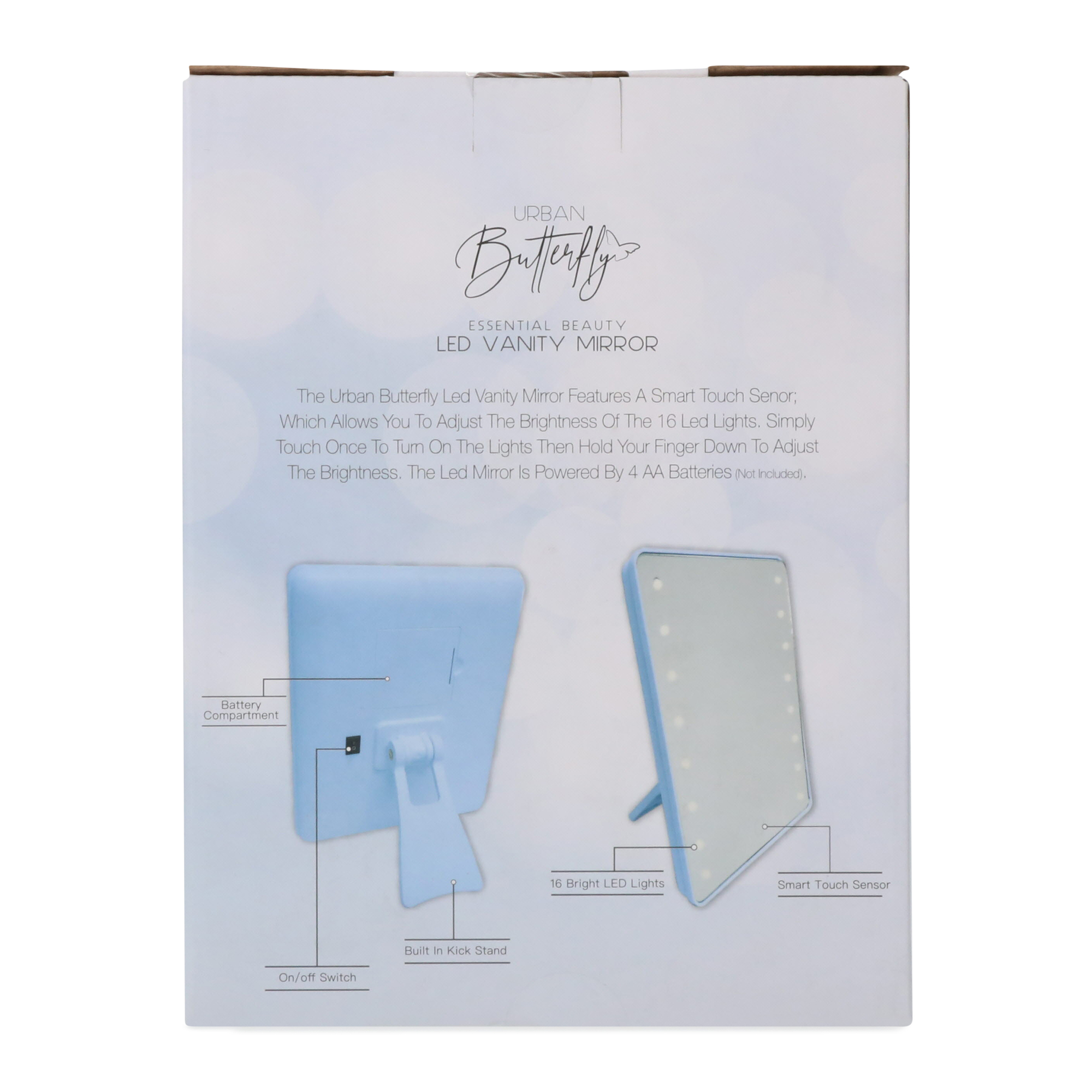 Espejo LED Maquillaje Portatil 16 Luces y Almacenamiento - Urban Butterfly 5
