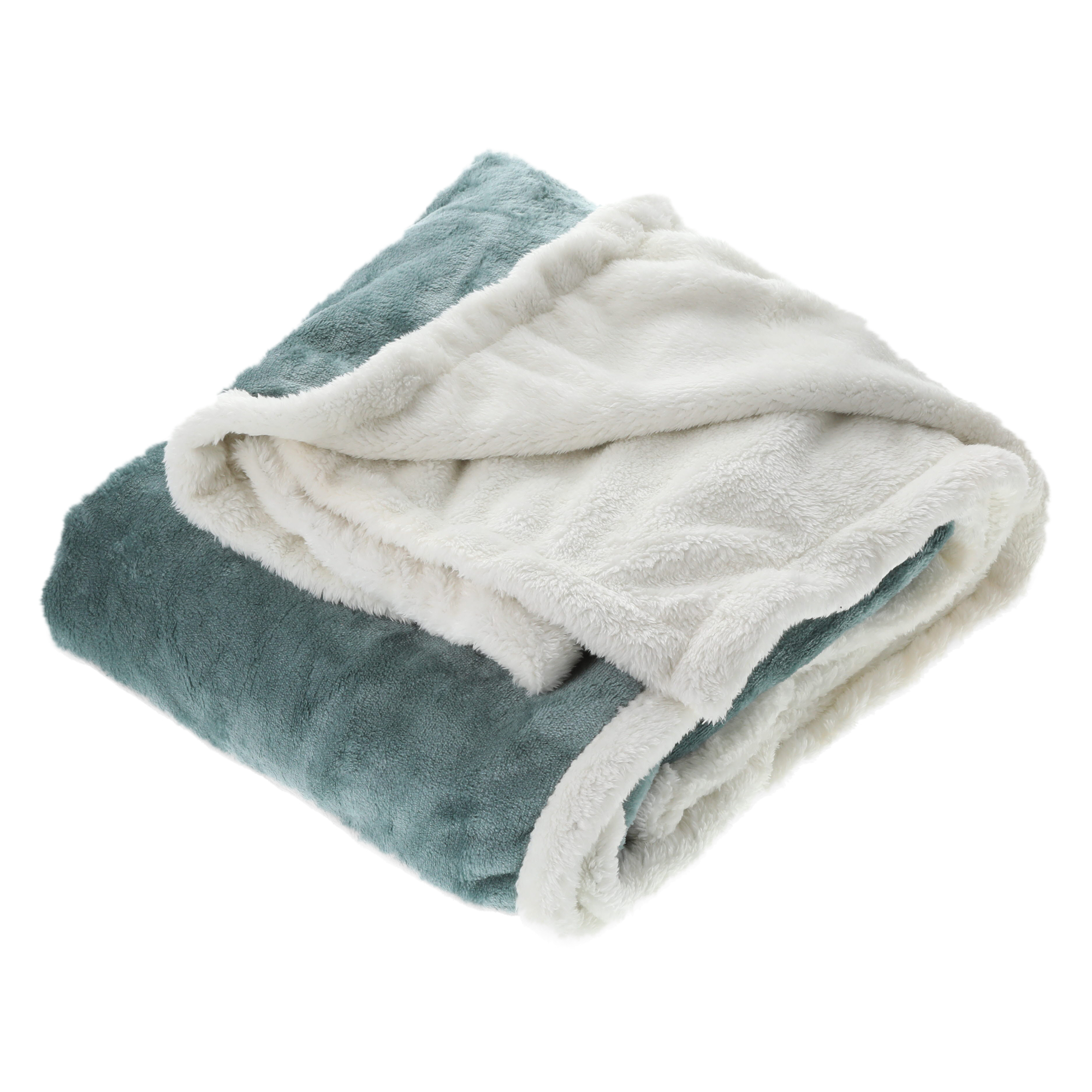 Velvet & Sherpa Throw Blanket 50in x 60in