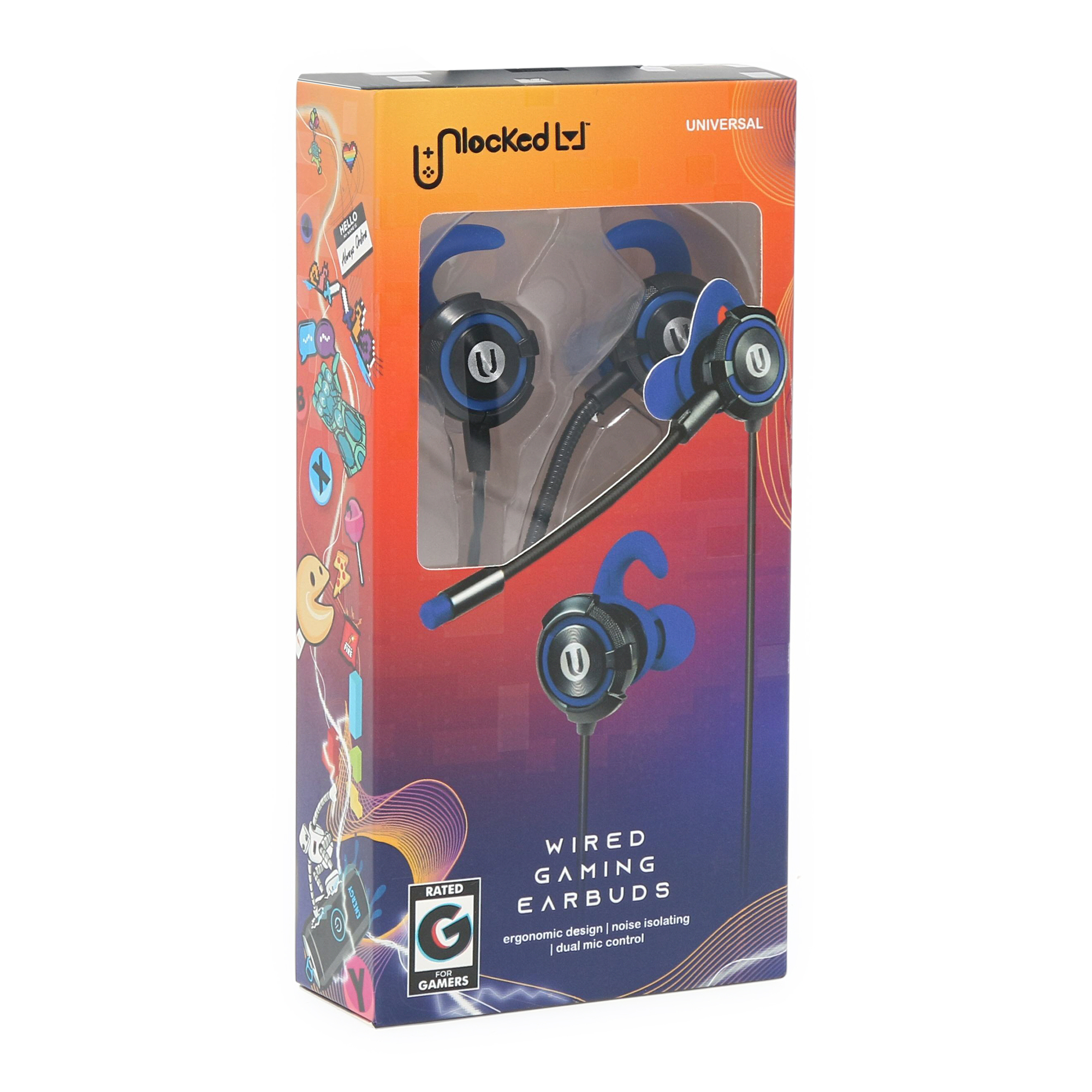 Unlocked Lvl™ Noise-Isolating Wired Gaming Earbuds With Boom Mic