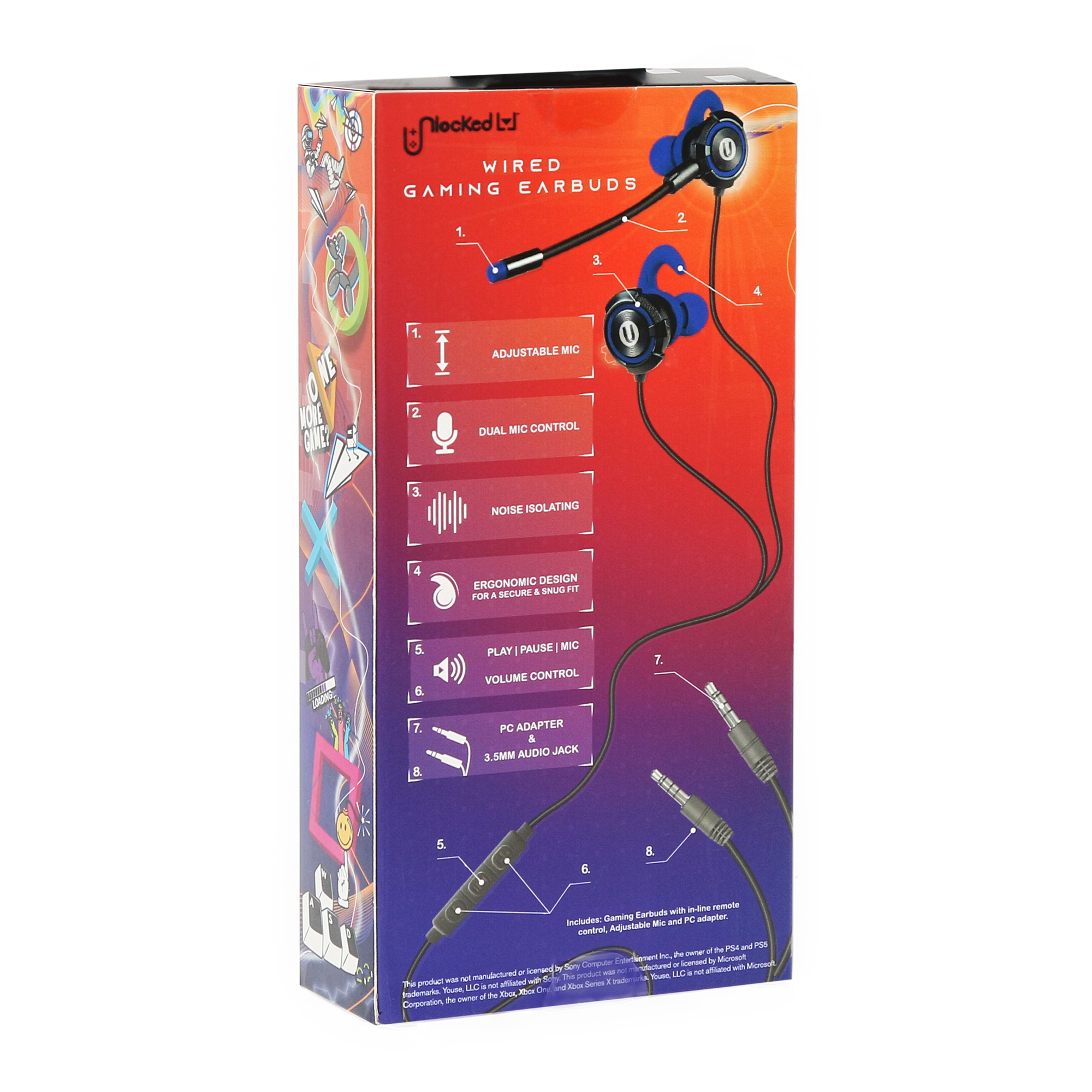 Unlocked Lvl™ Noise-Isolating Wired Gaming Earbuds With Boom Mic