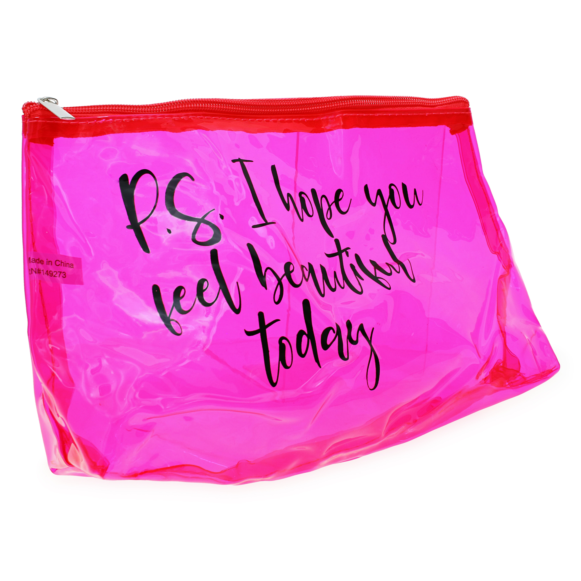 Clear Pink Cosmetic Bag - Feel Beautiful Today