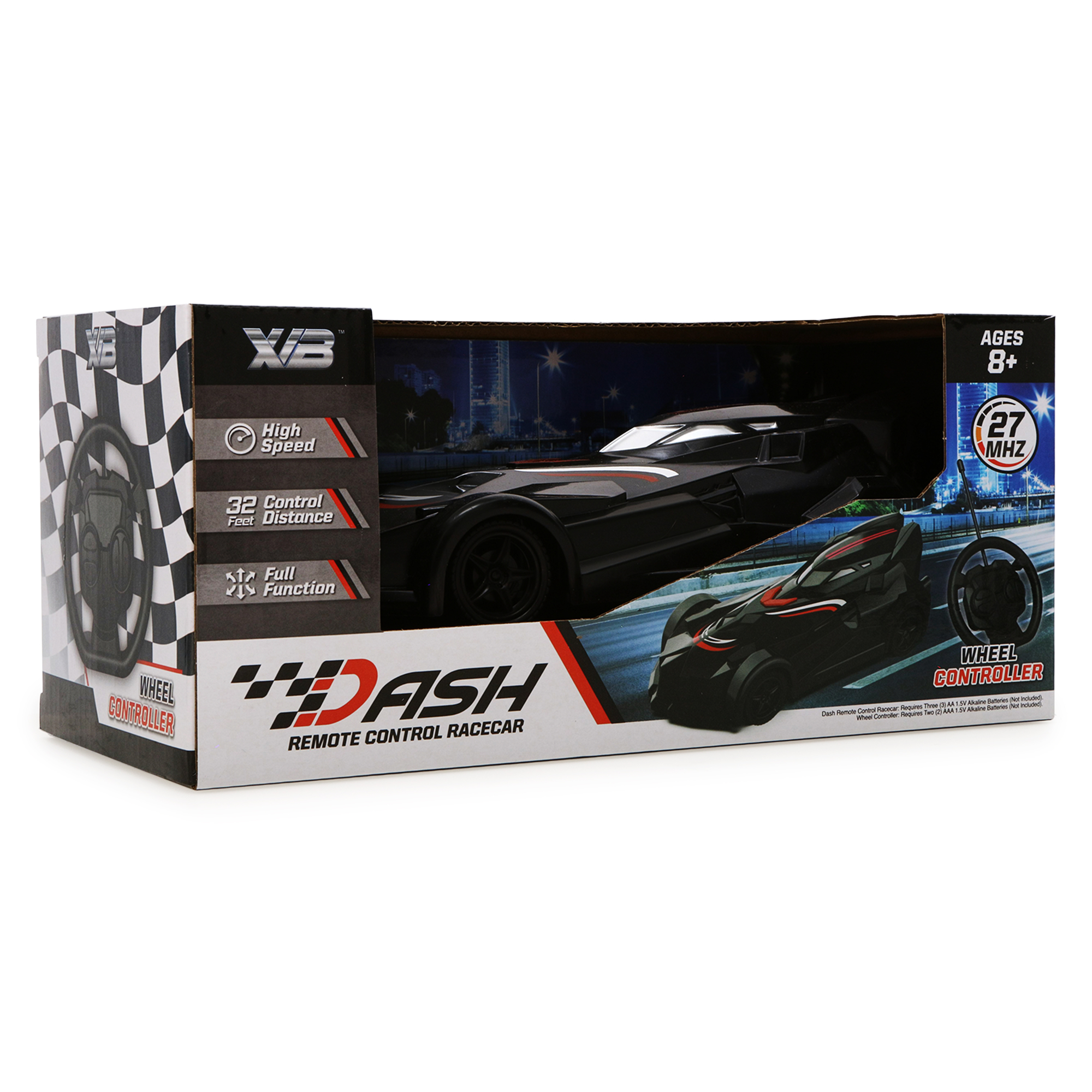 Dash Rc Racecar With Steering Wheel Remote Control, 1:24 Scale