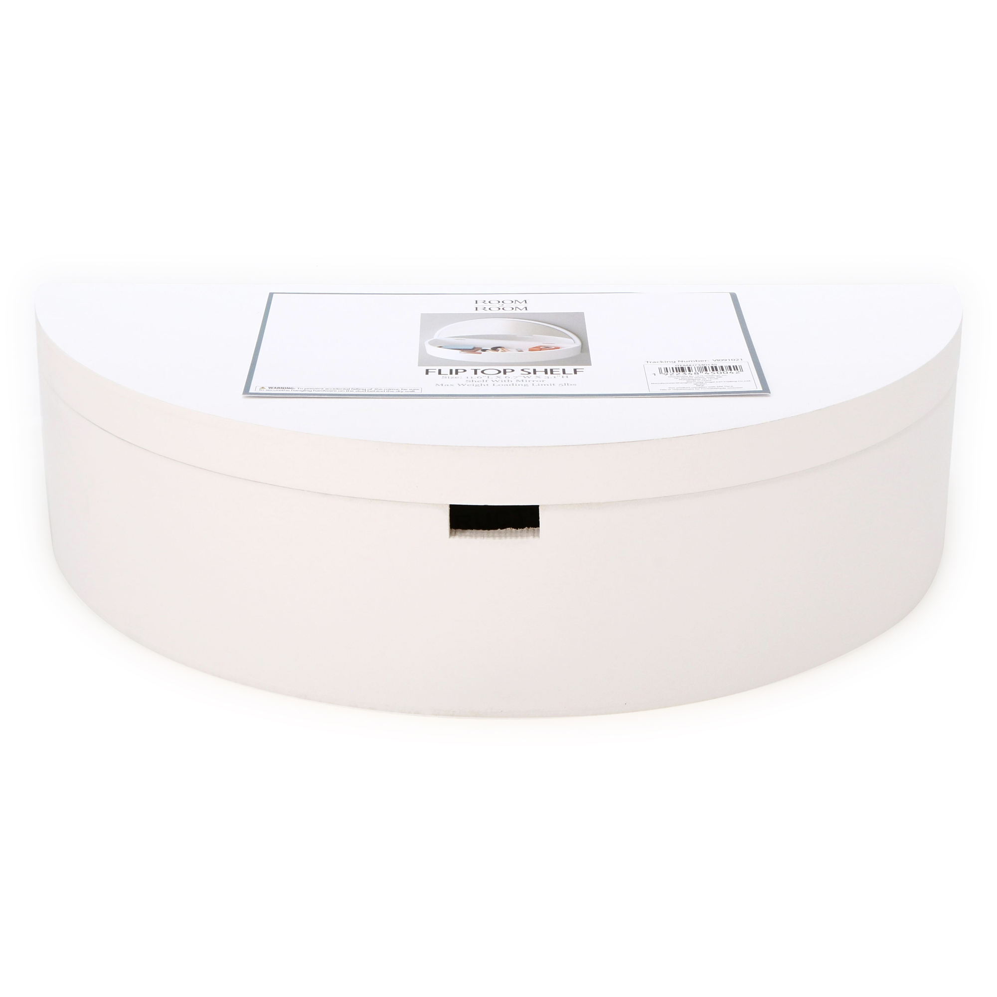 Flip Top Wall Shelf With Mirror & Storage 11.6in x 6.7in