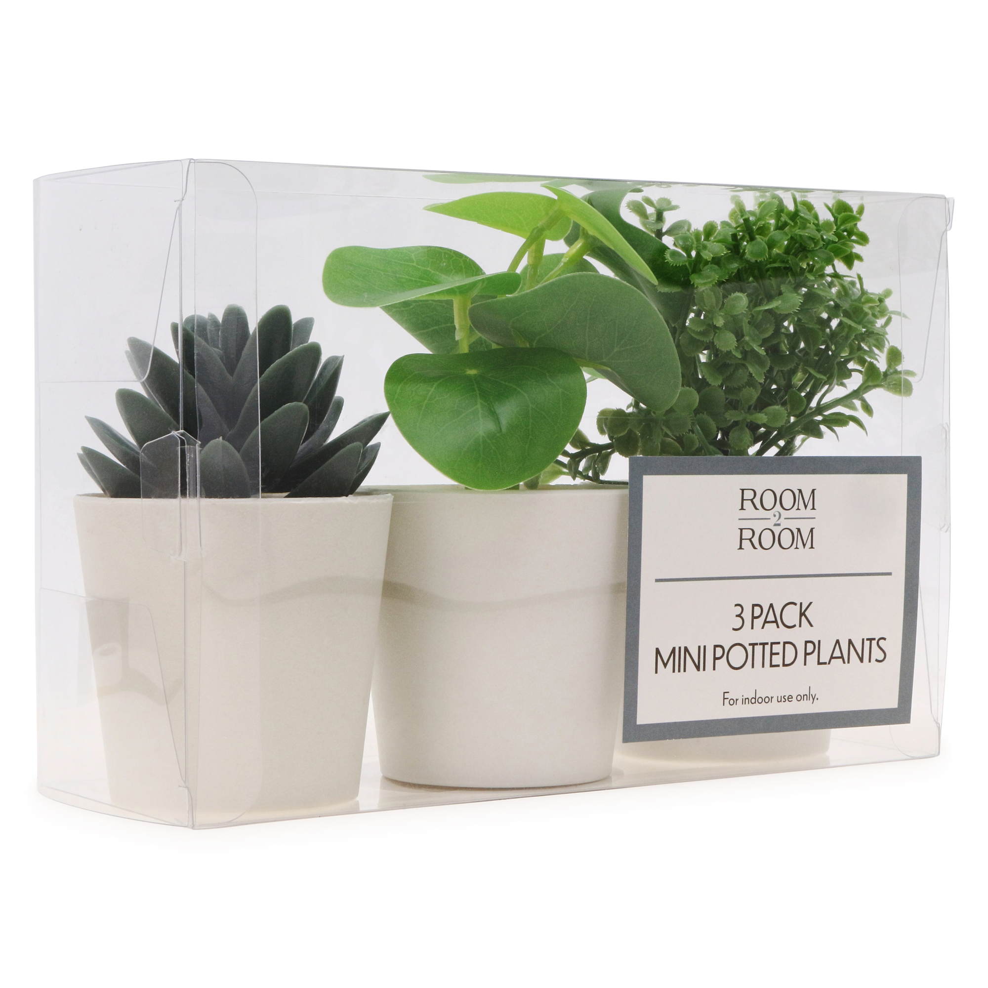 3-Pack Mini Faux House Plants