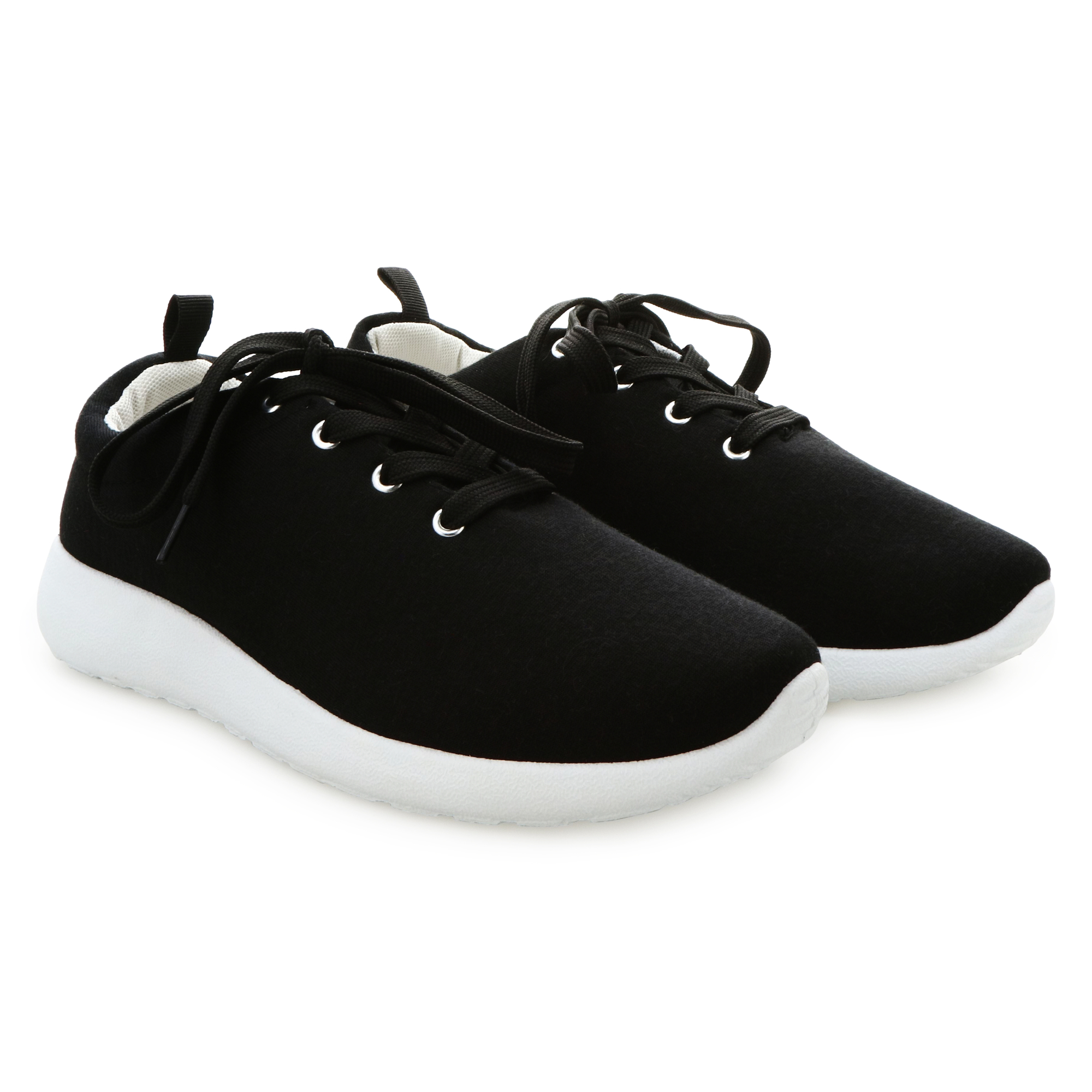Ladies Black Jersey Fabric Sneakers