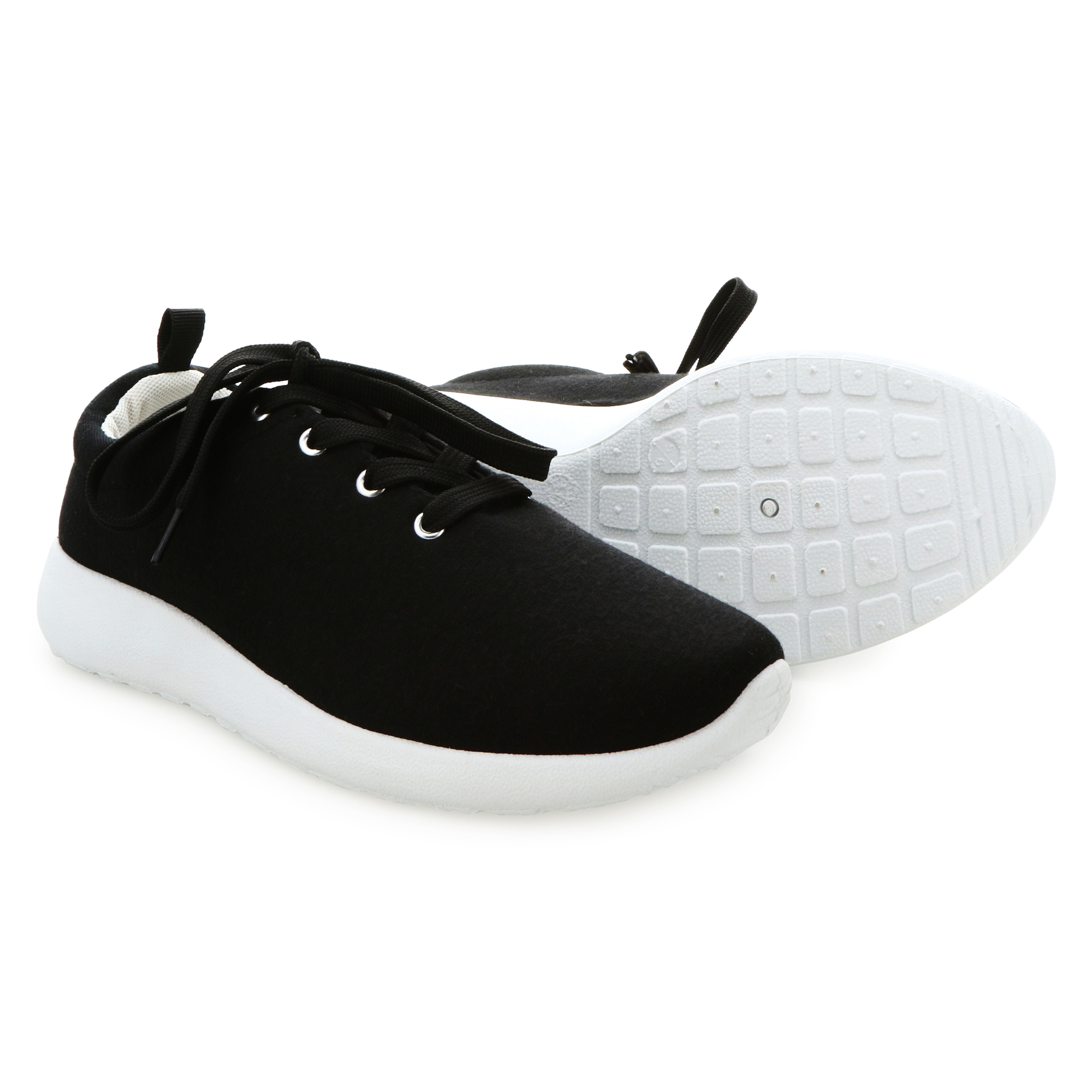 Ladies Black Jersey Fabric Sneakers