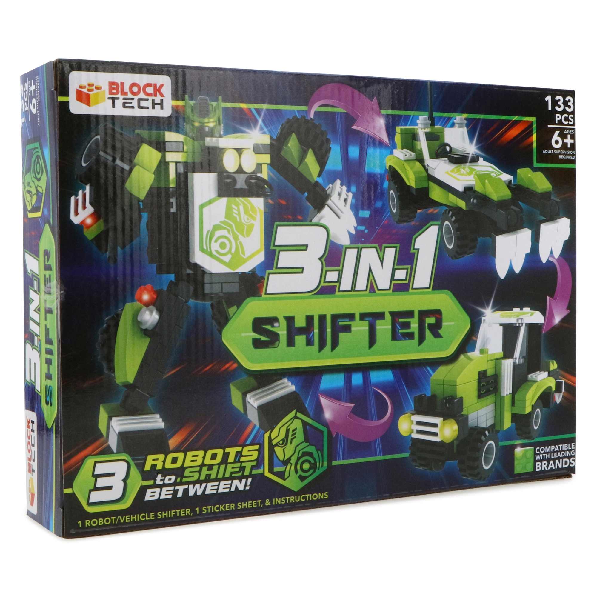 Block Tech® 3-in-1 Shifter Robot-Vehicle Build Set