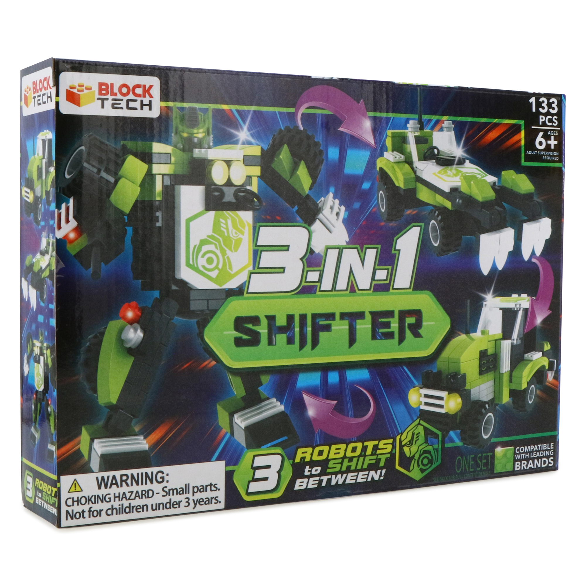 Block Tech® 3-in-1 Shifter Robot-Vehicle Build Set