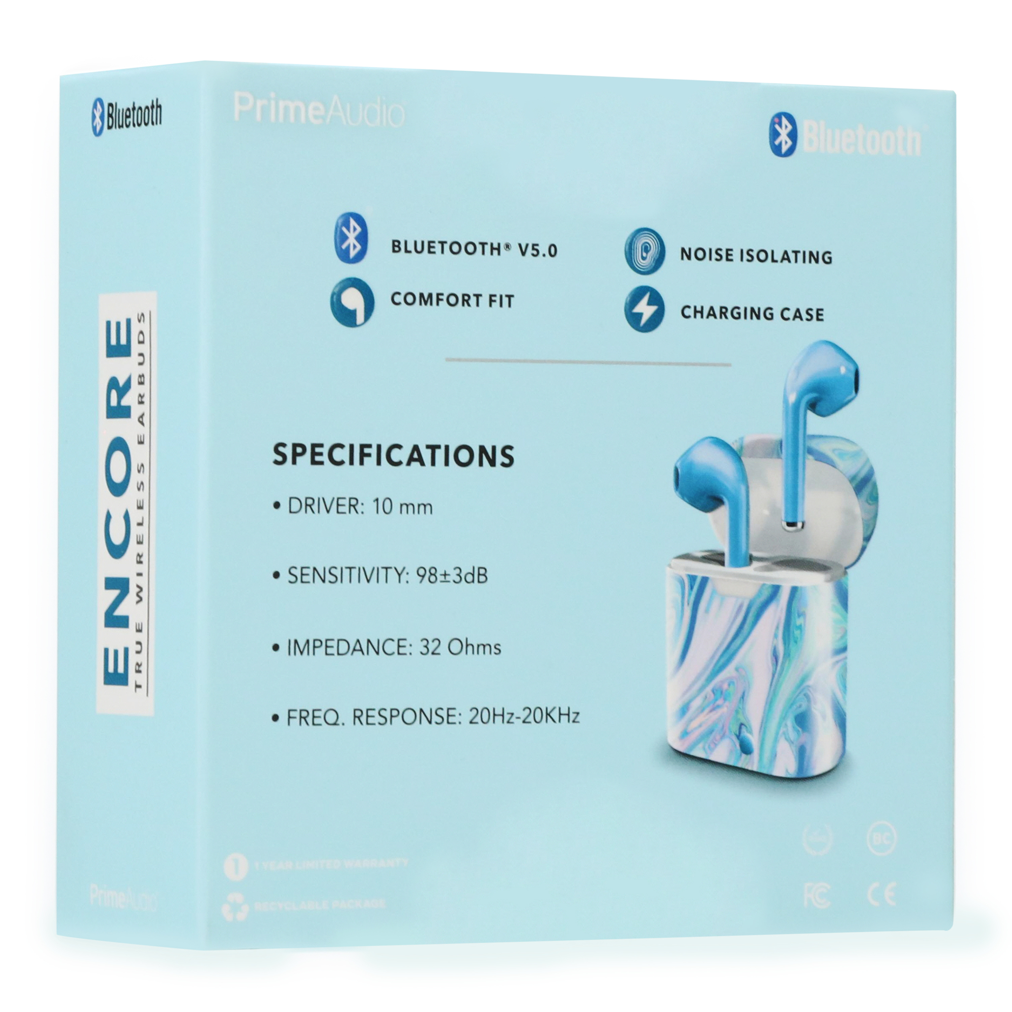 Encore Bluetooth® Earbuds With Microphone & Pattern Case