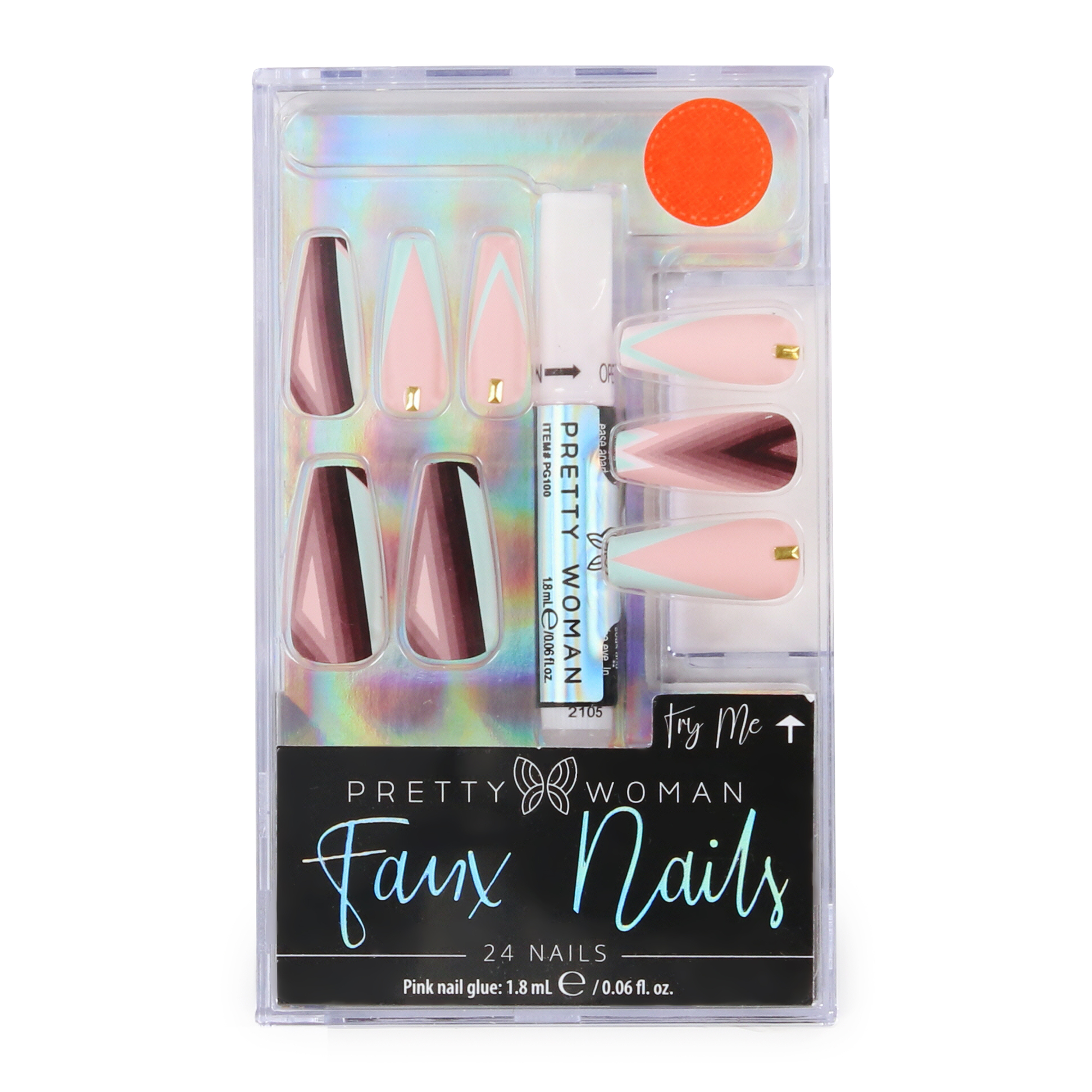 Pretty Woman Faux Nails 24-Piece Set With Nail Glue