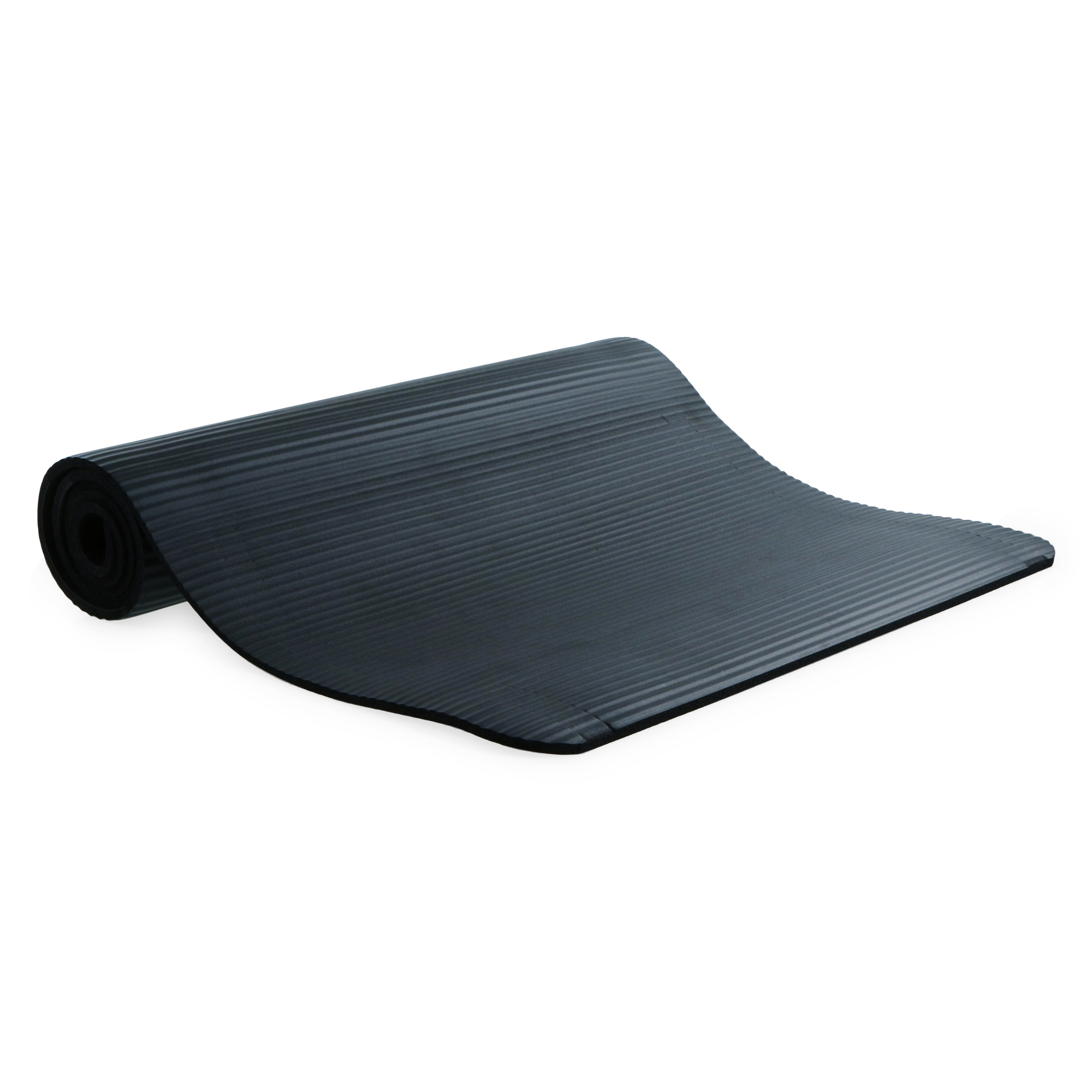 Series-8 Fitness™ Extra Thick Black Yoga Mat With Carrying Strap 68in x 24in x 0.3in
