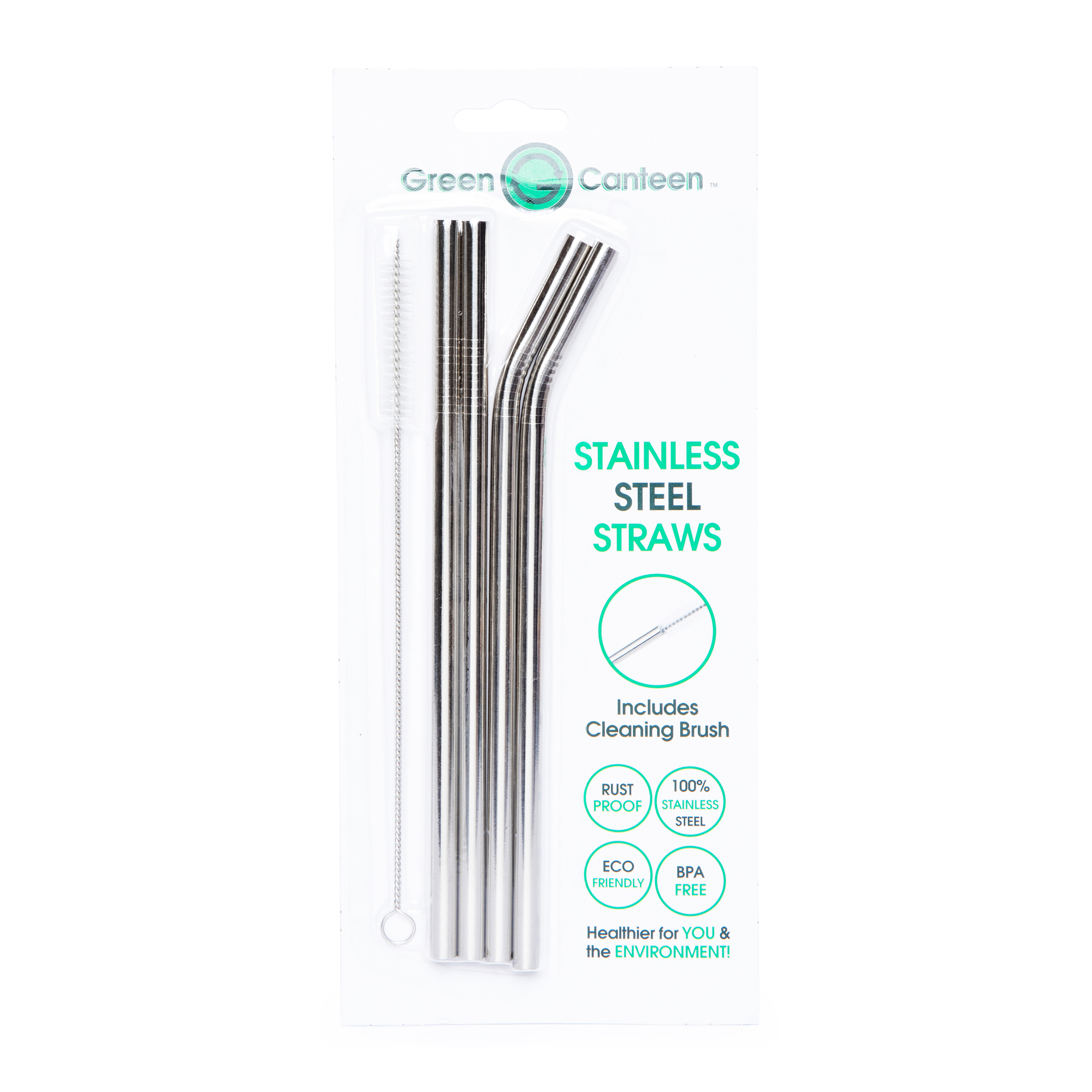 Stainless Steel Straws 4-Pack With Cleaning Brush