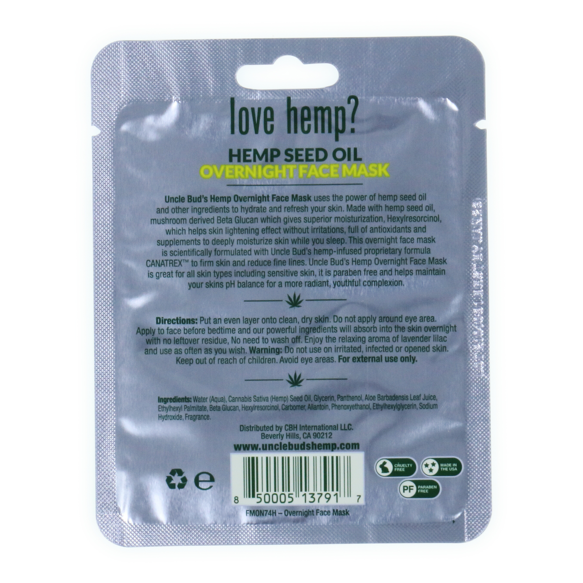 Uncle Bud's® Hemp Seed Oil Overnight Face Mask