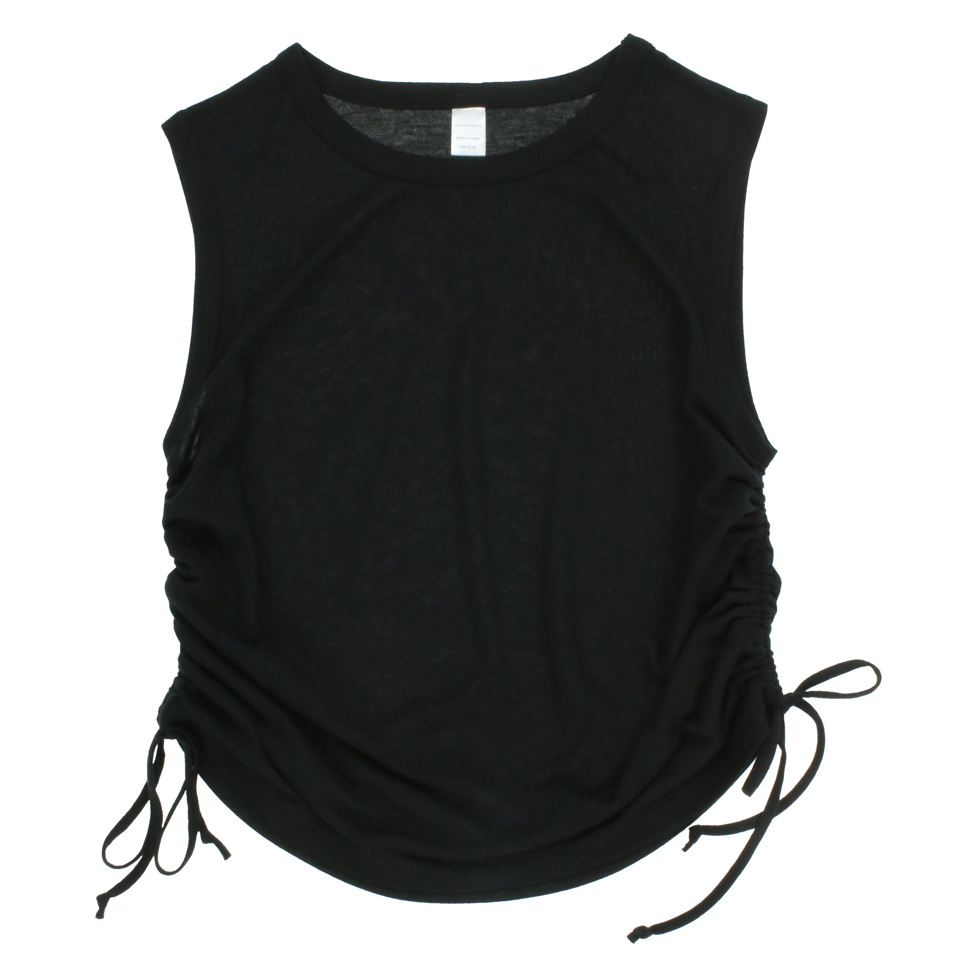 Black Side-Ruched Tank Top