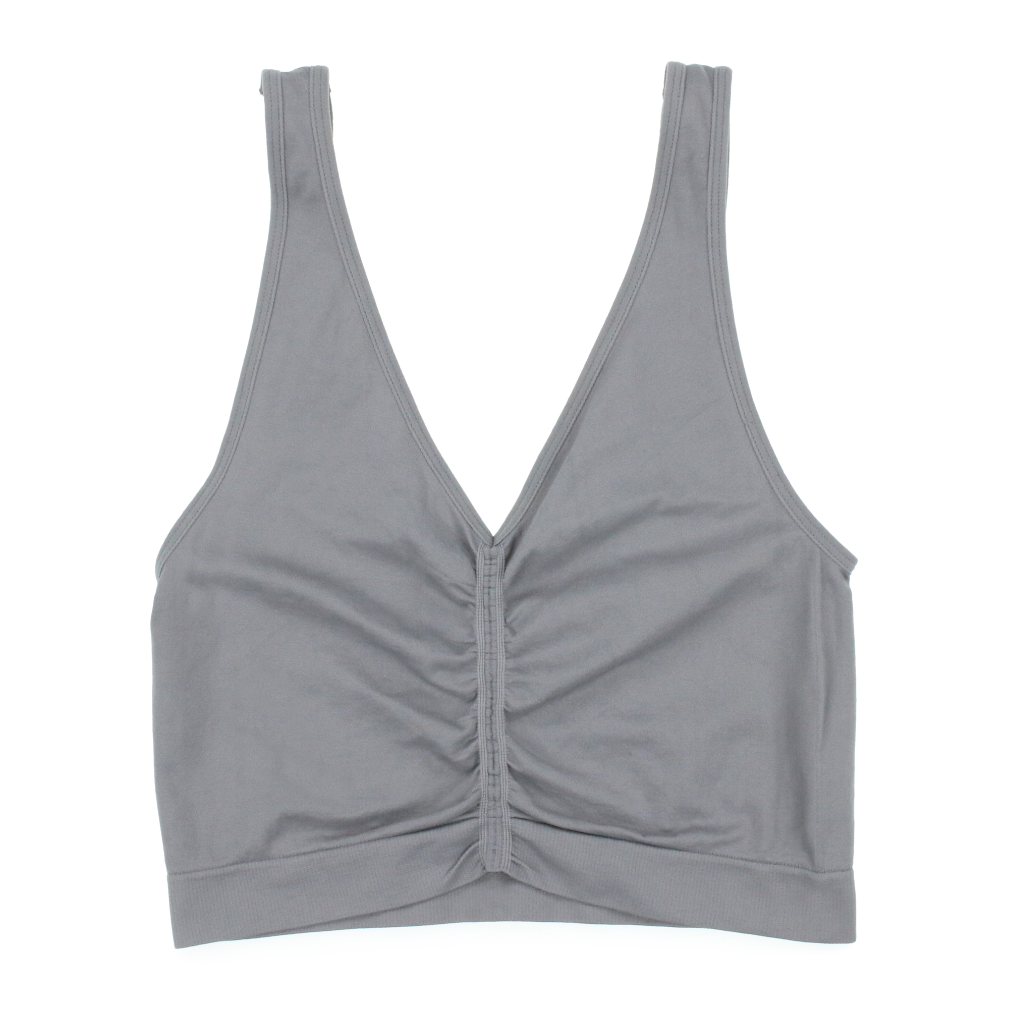 Gray Ruched Sports Bra