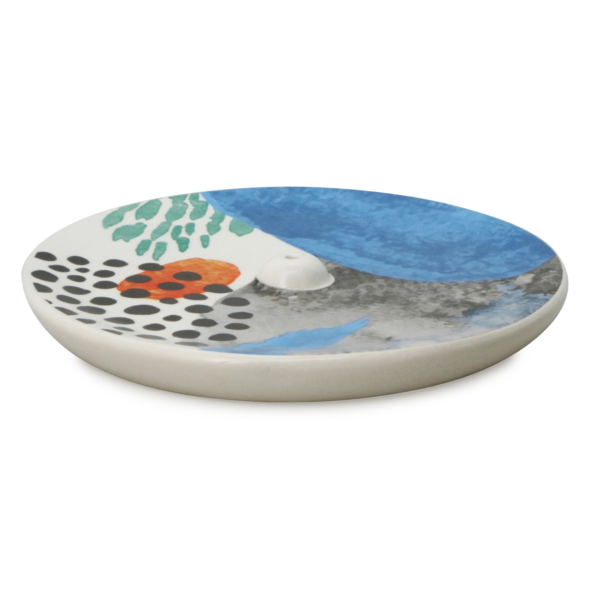 Round Painted Ceramic incense Burner 4in