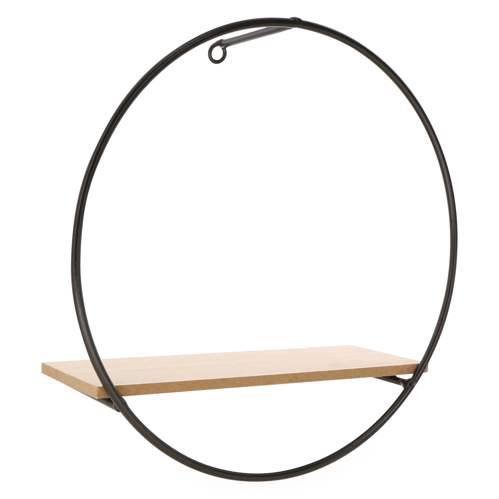 Round Metal & Wood Shelf 12in