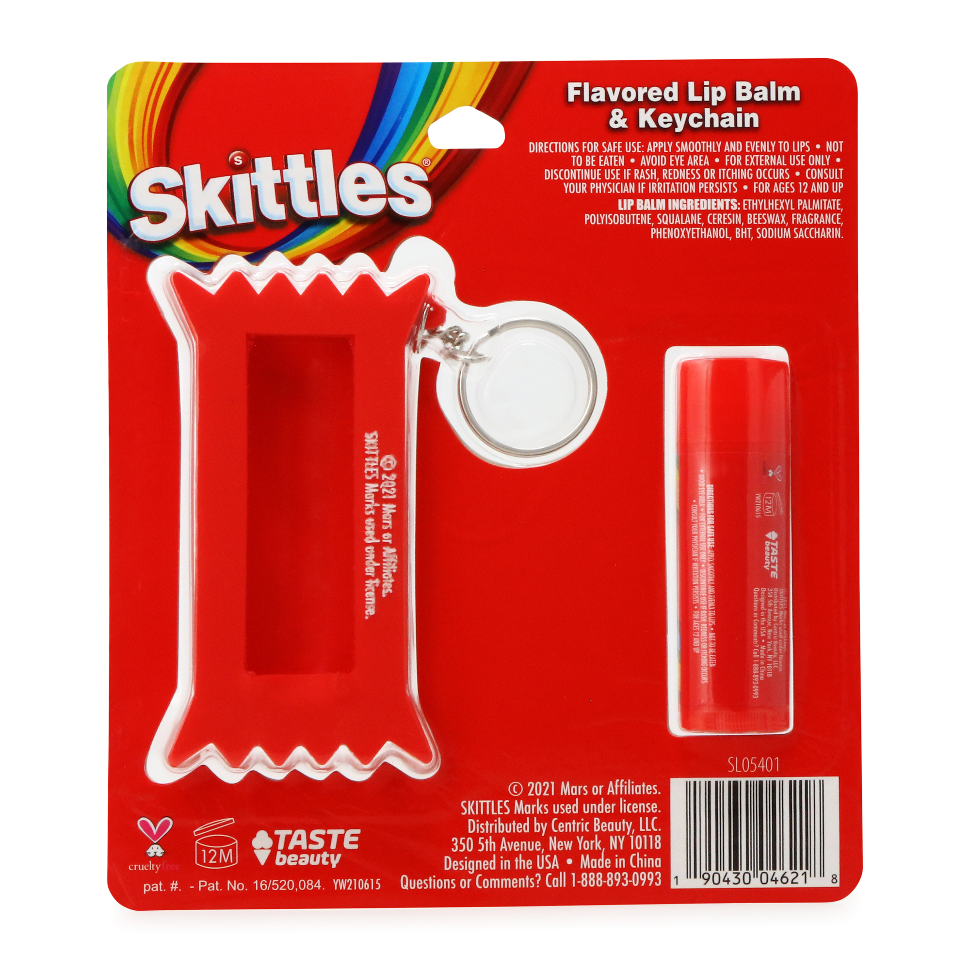 Skittles® Strawberry Flavored Lip Balm & Keychain