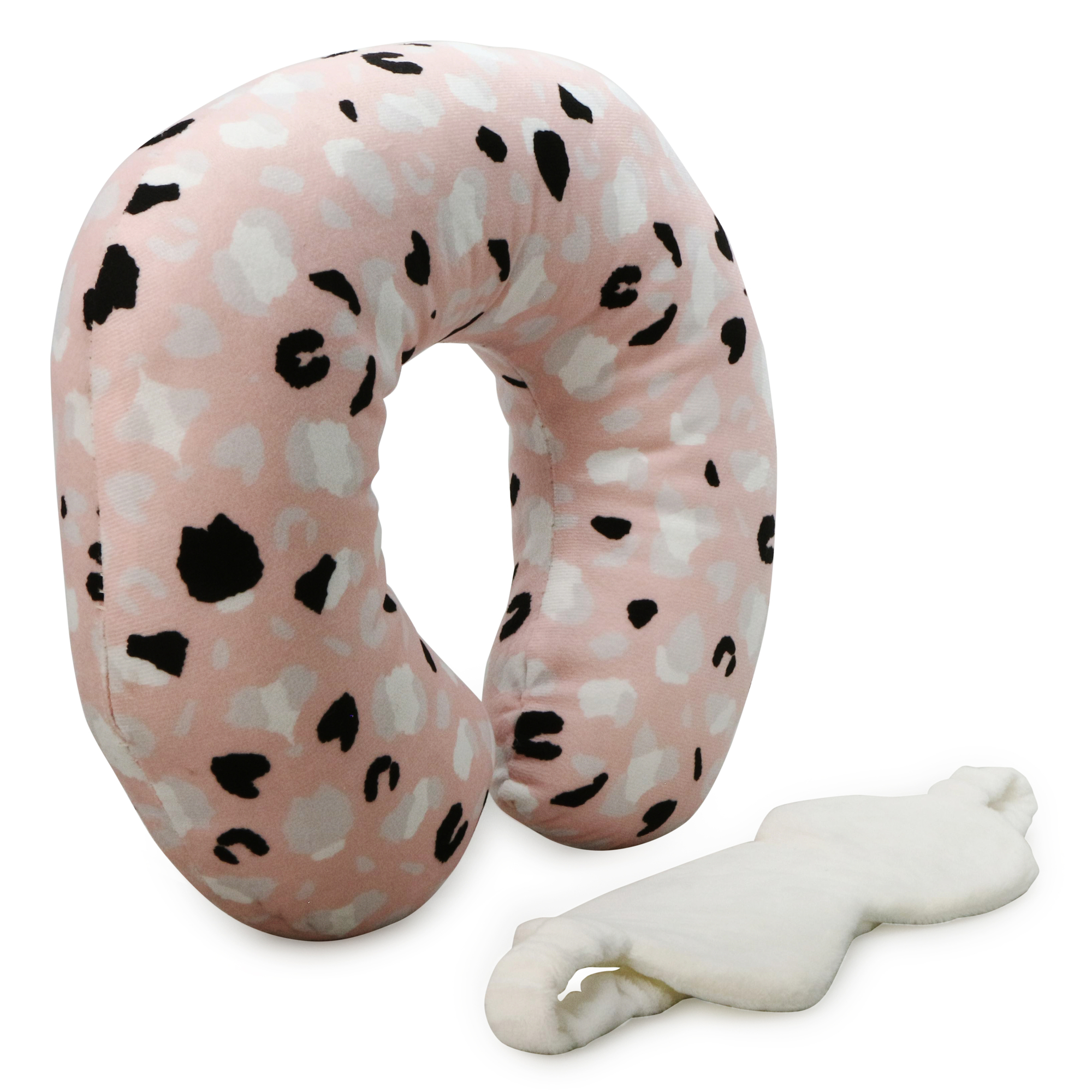 Animal Print Velvet Memory Foam Neck Pillow & Eye Mask Set