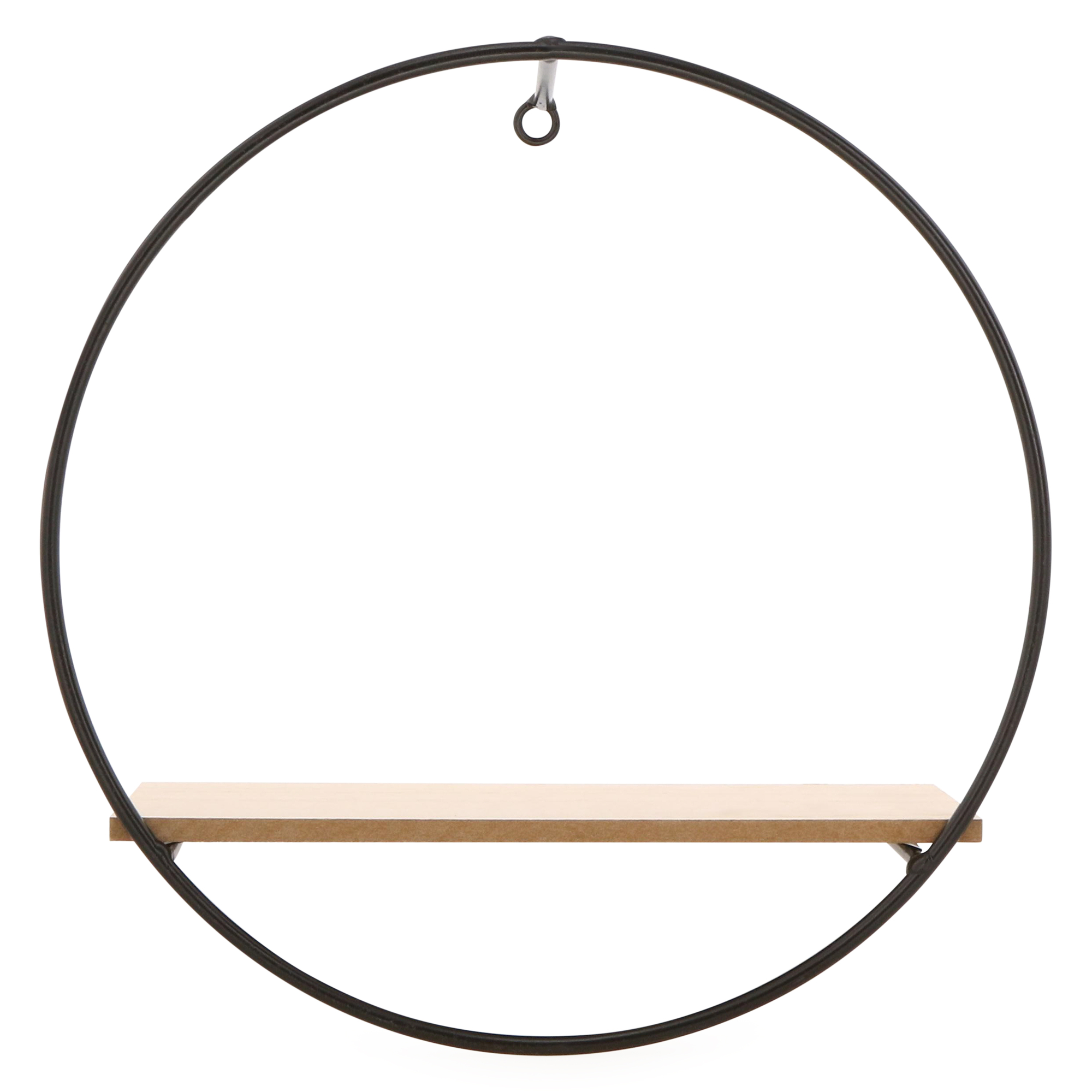 Round Metal & Wood Shelf 12in
