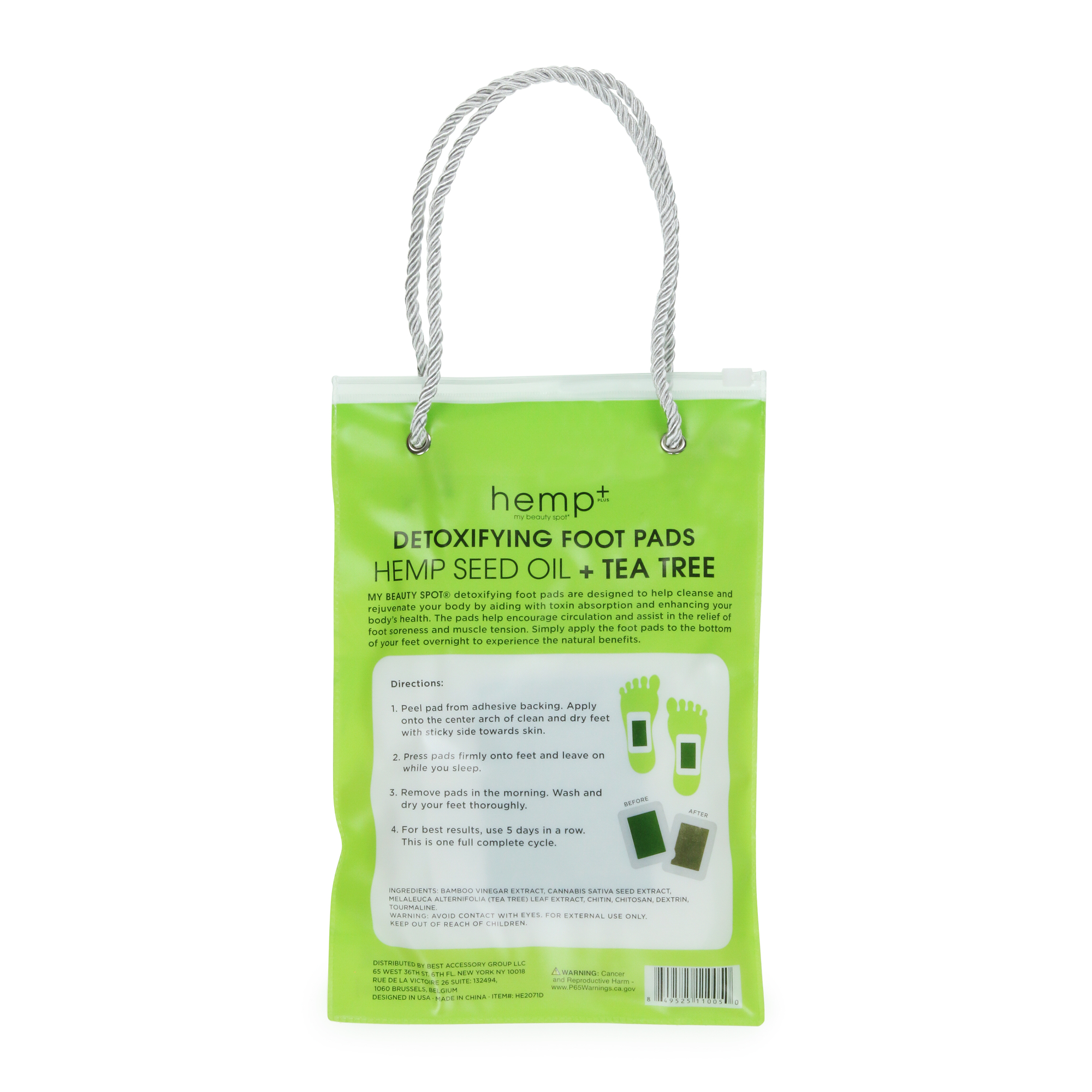 Hemp+ Detoxifying Foot Pads With Tea Tree Oil, 5 Pairs