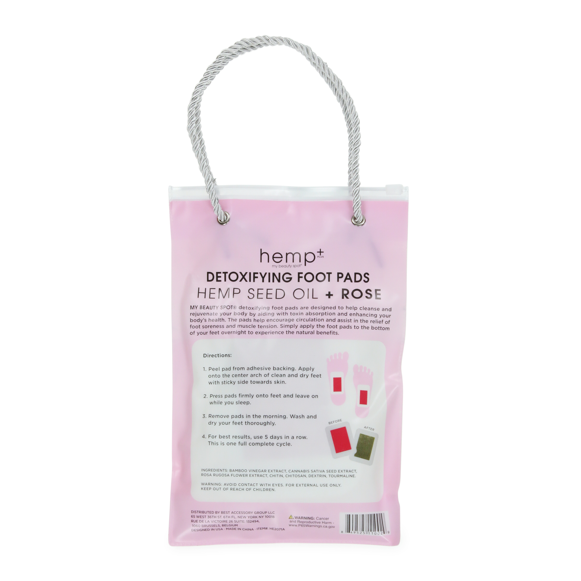 Hemp+ Detoxifying Foot Pads With Rose, 5 Pairs