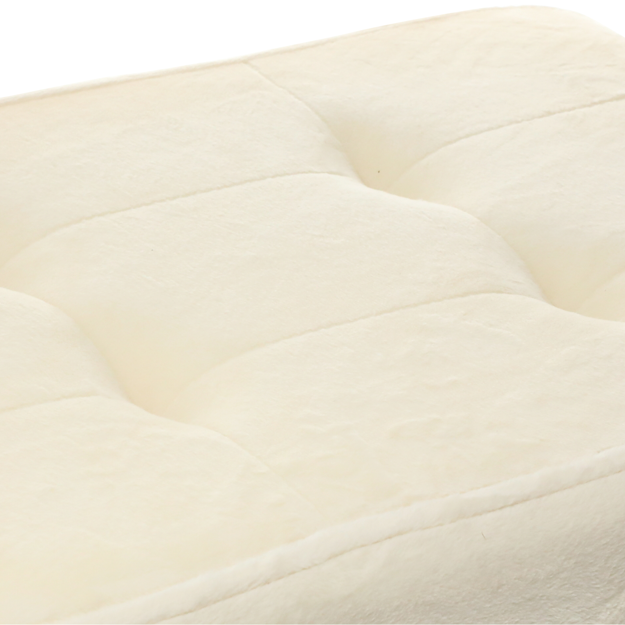 White Tufted X-Frame Stool 15.5in