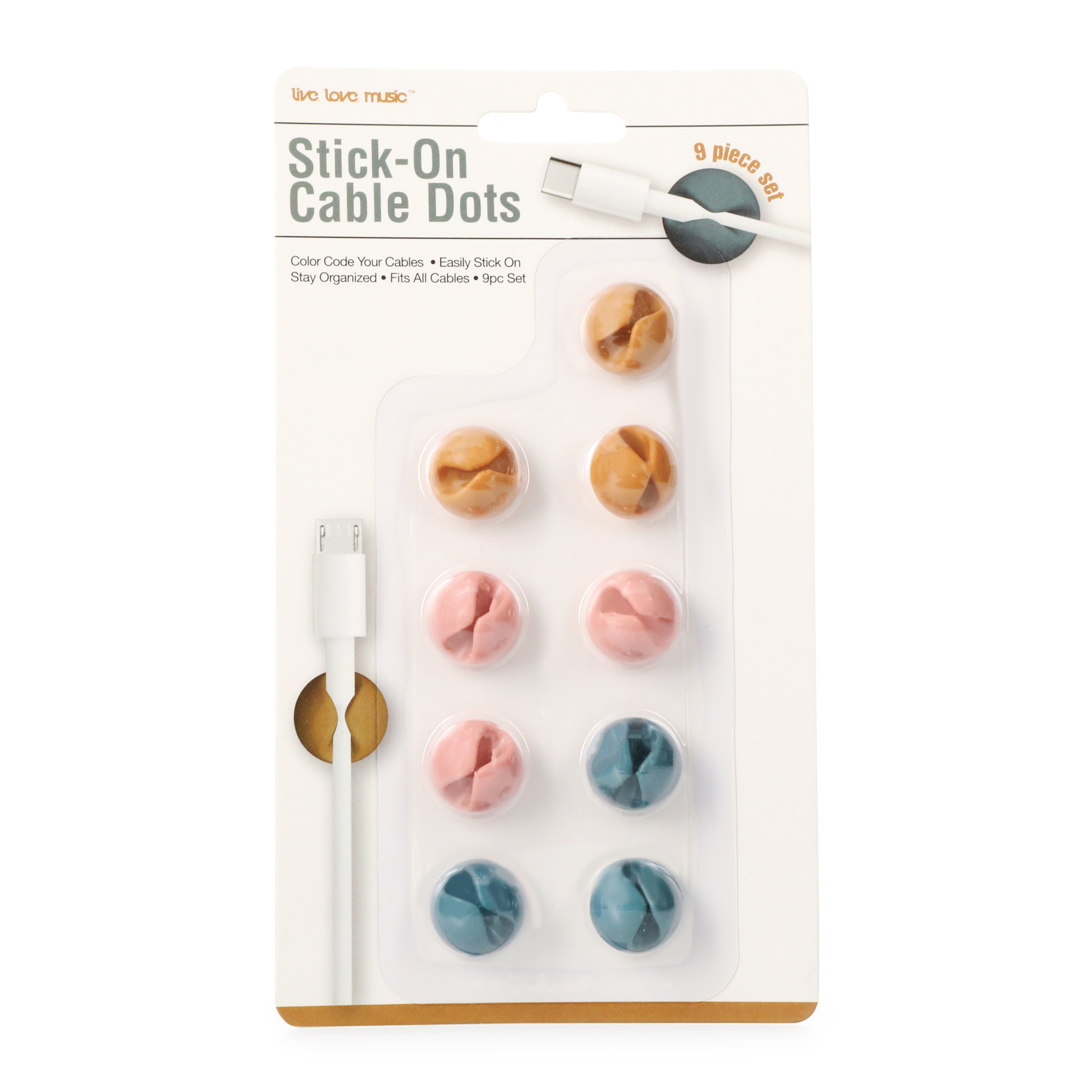 Stick-On Cable Dots Cord Organizers 9-Piece Set