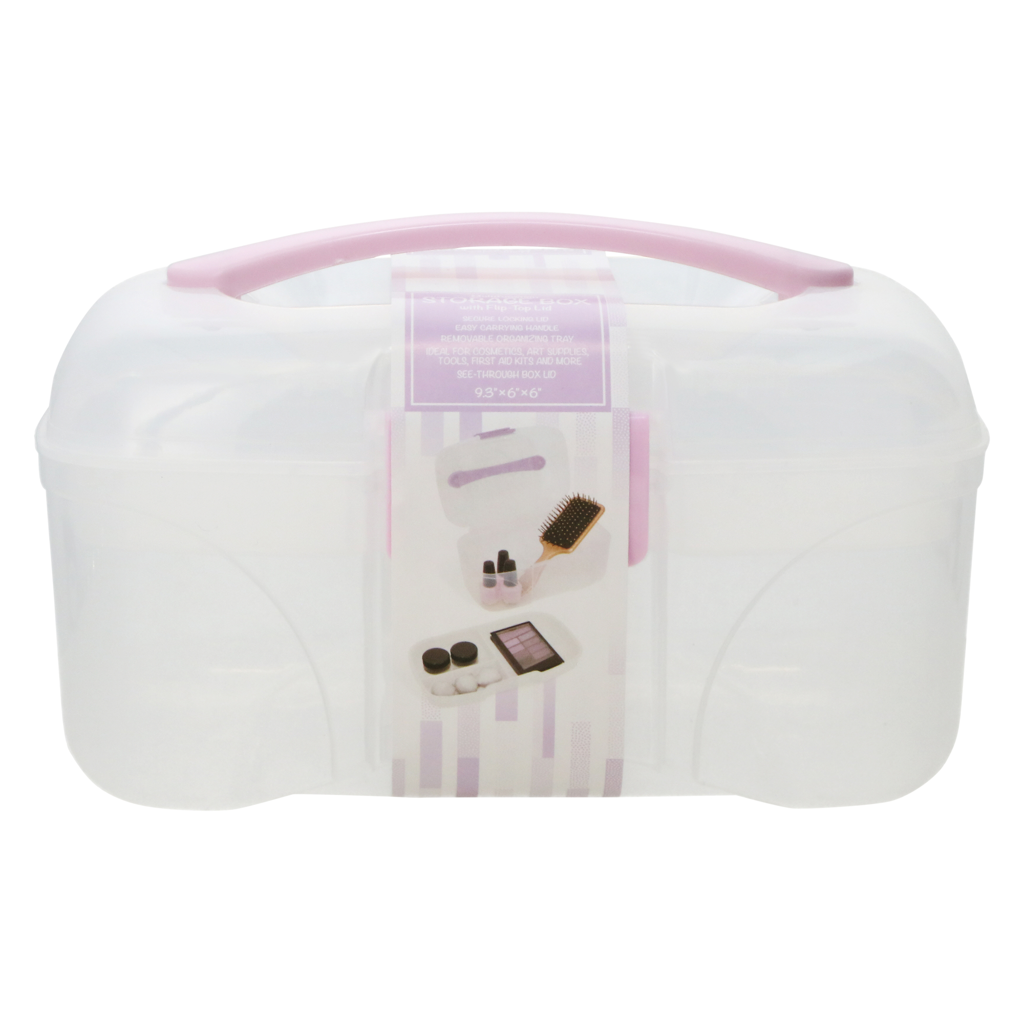 Storage Box With Removable Tray 9.3in x 6in - Clear & Lavender
