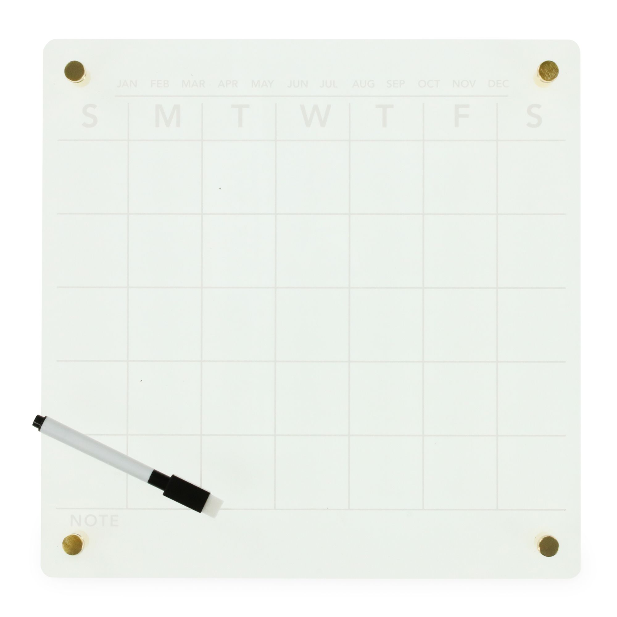 Clear Acrylic Dry Erase Wall Calendar 12in x 12in