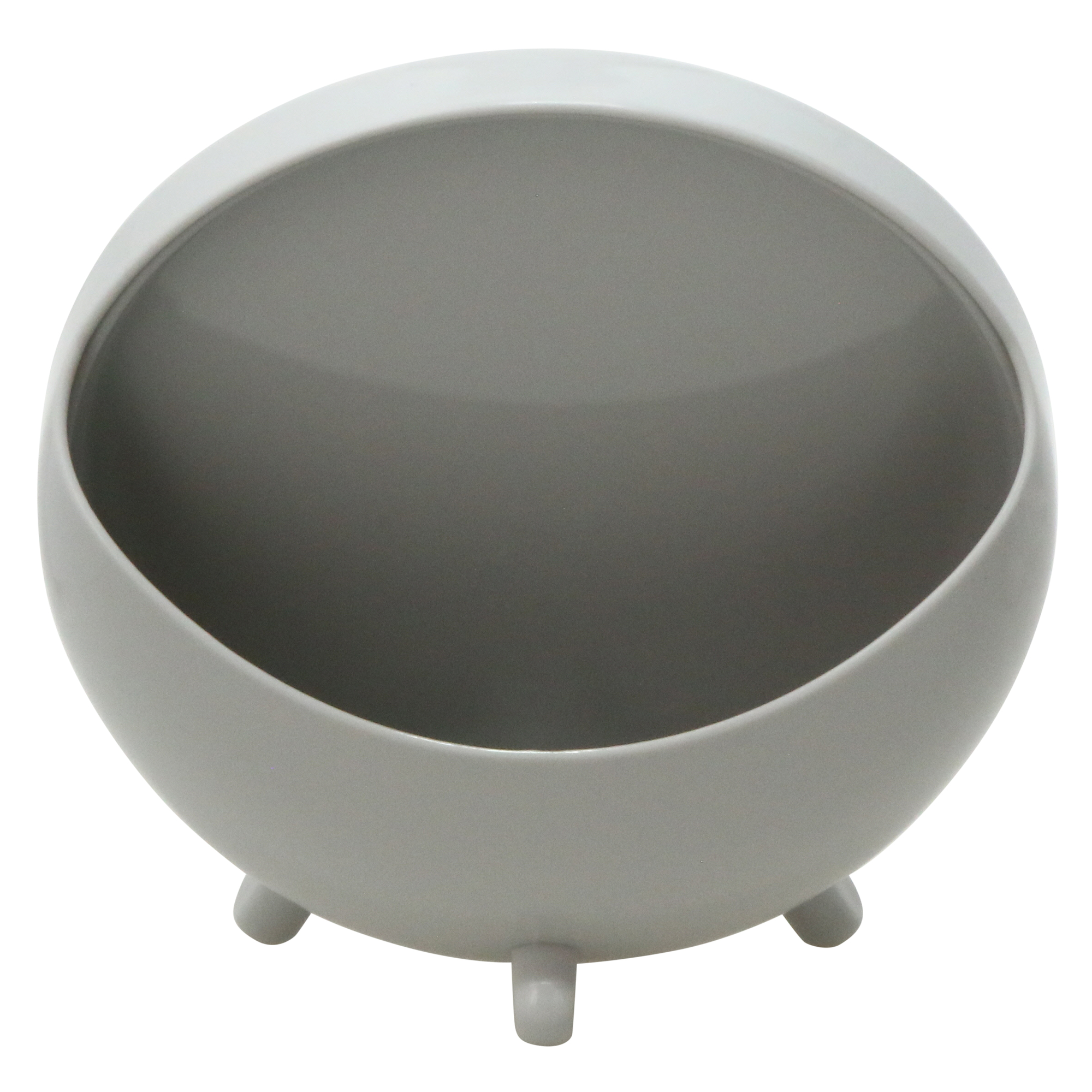 Round Gray Vanity Mirror w/ Makeup Brush Storage 7in