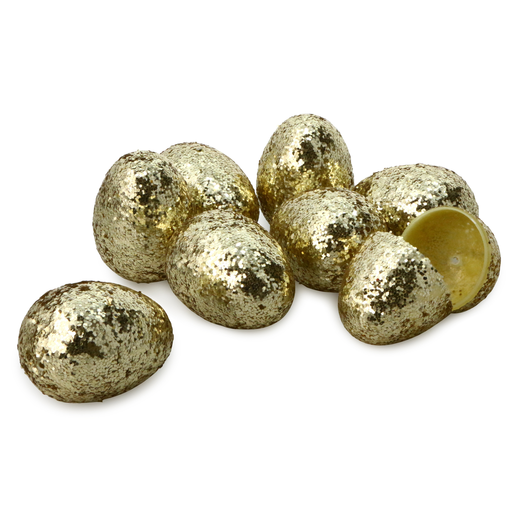 8-Count Fillable Gold Glitter Easter Eggs