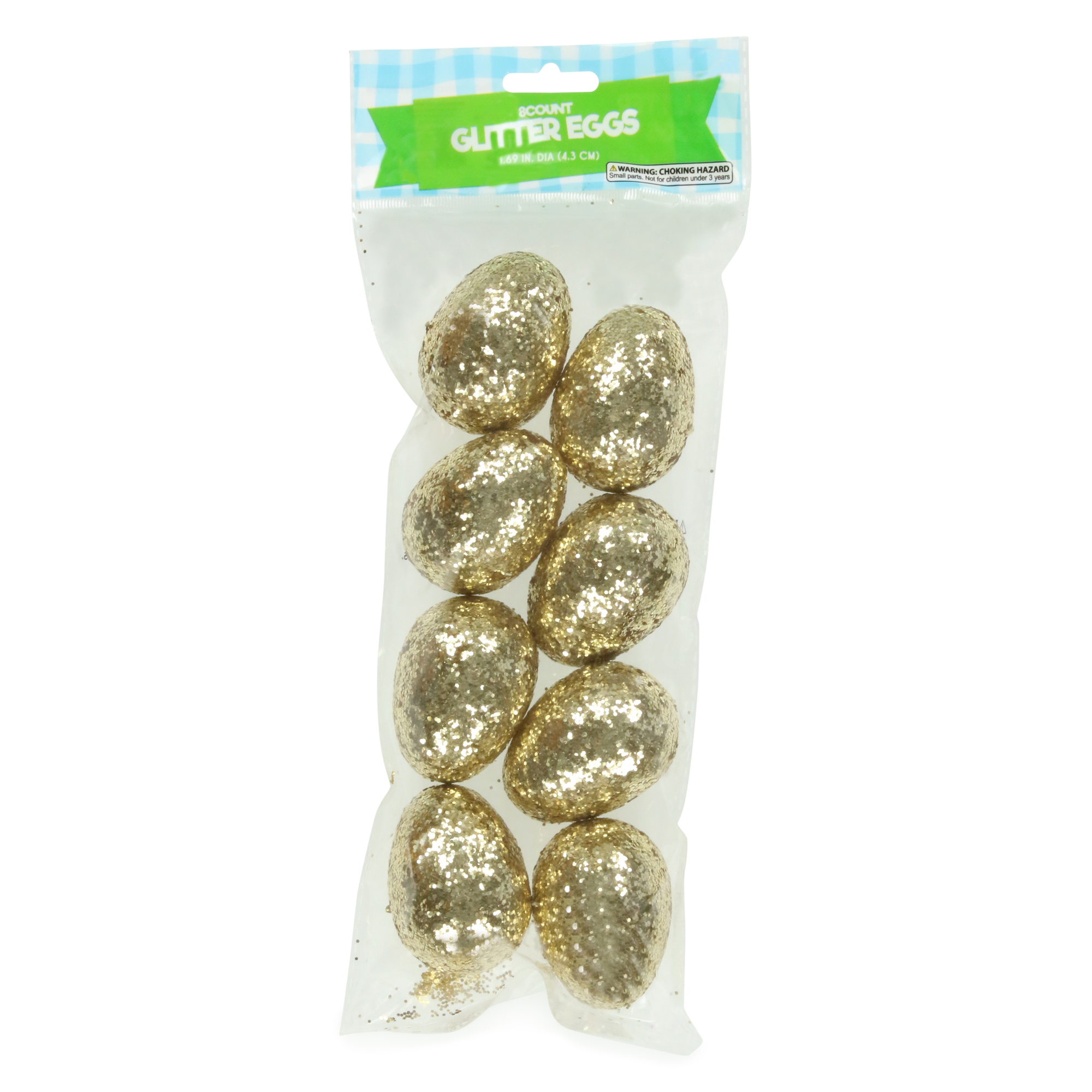 8-Count Fillable Gold Glitter Easter Eggs