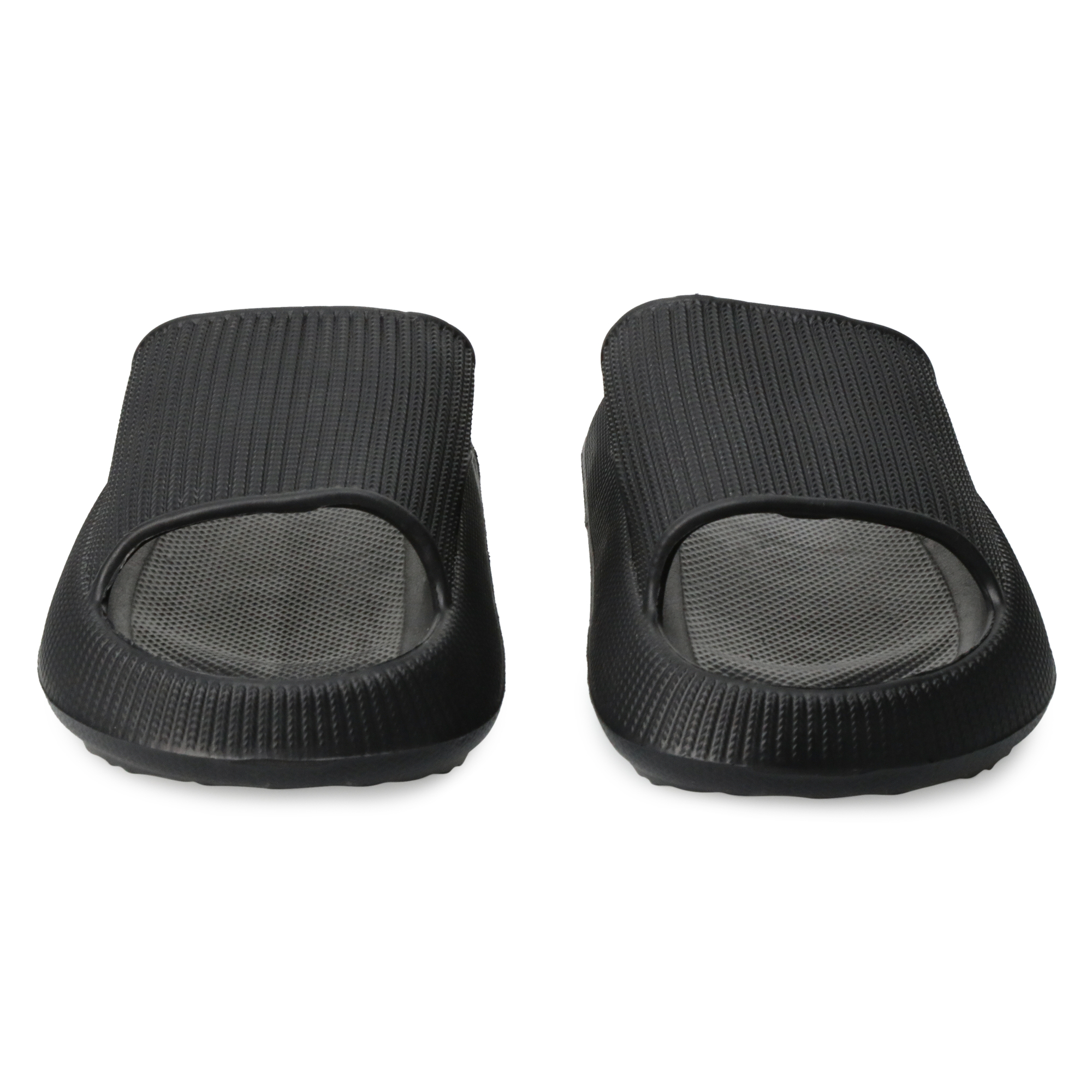 Ladies Black Puff Slide Sandals