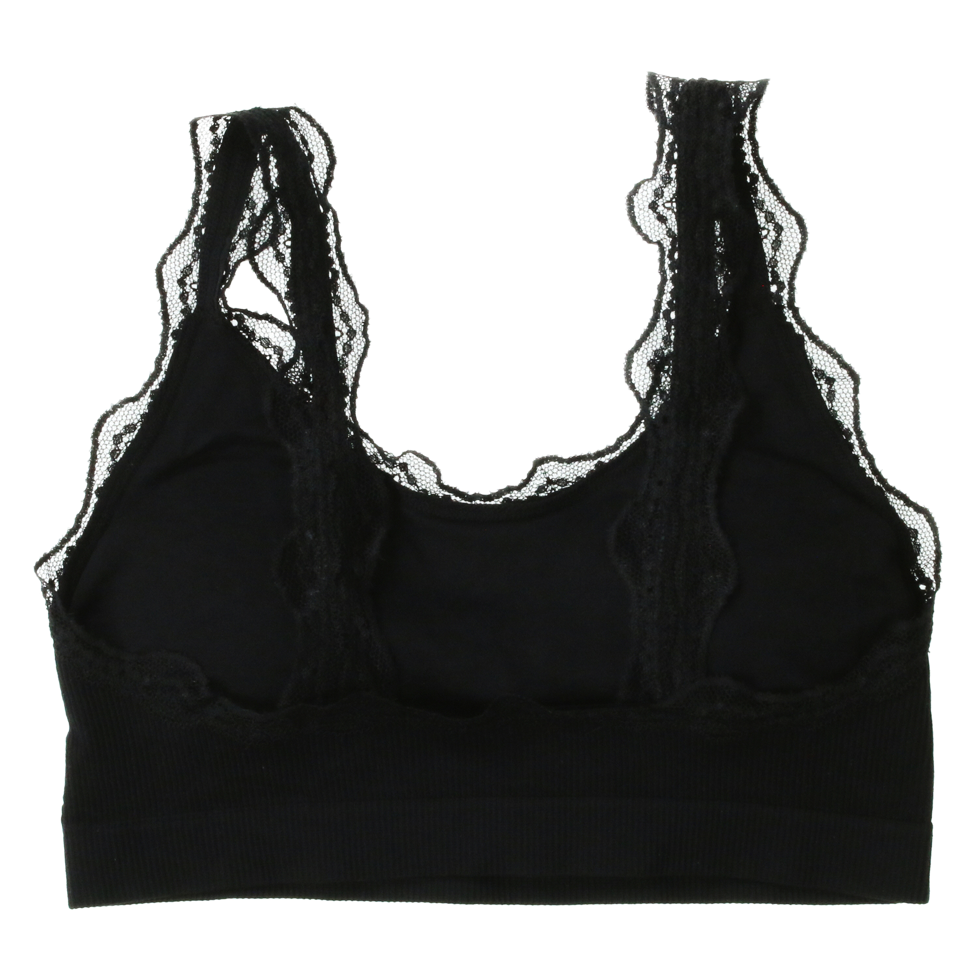 Black Ribbed Lace Bralette