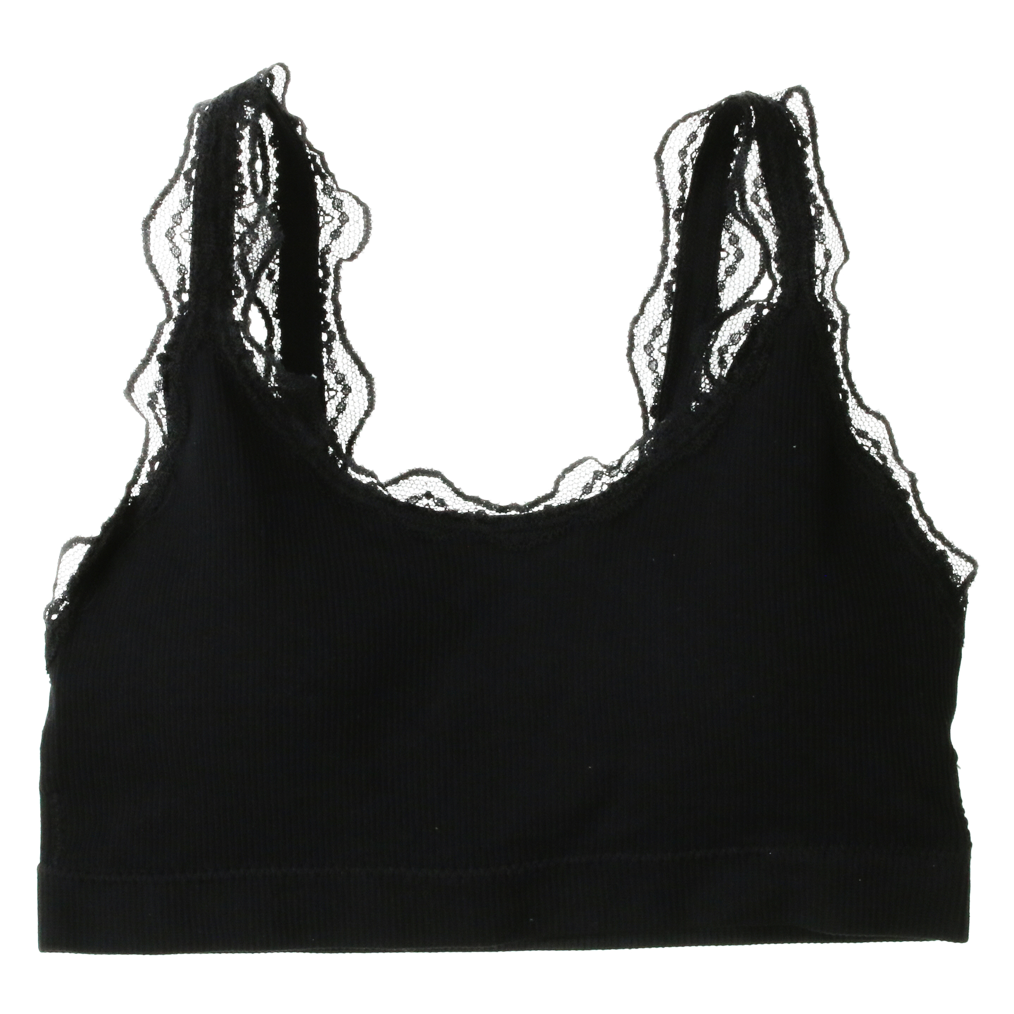 Black Ribbed Lace Bralette