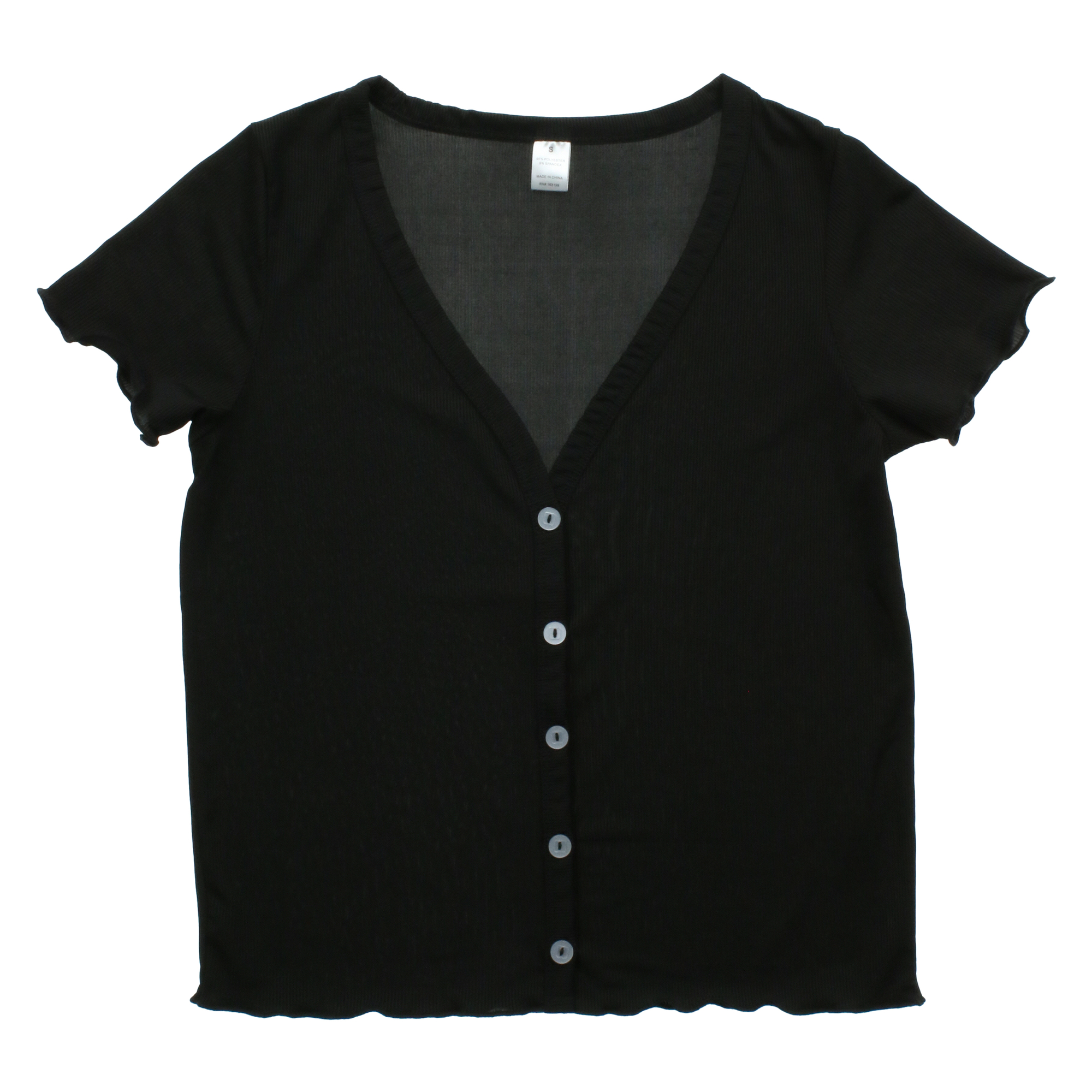 Ribbed Button-Up Top