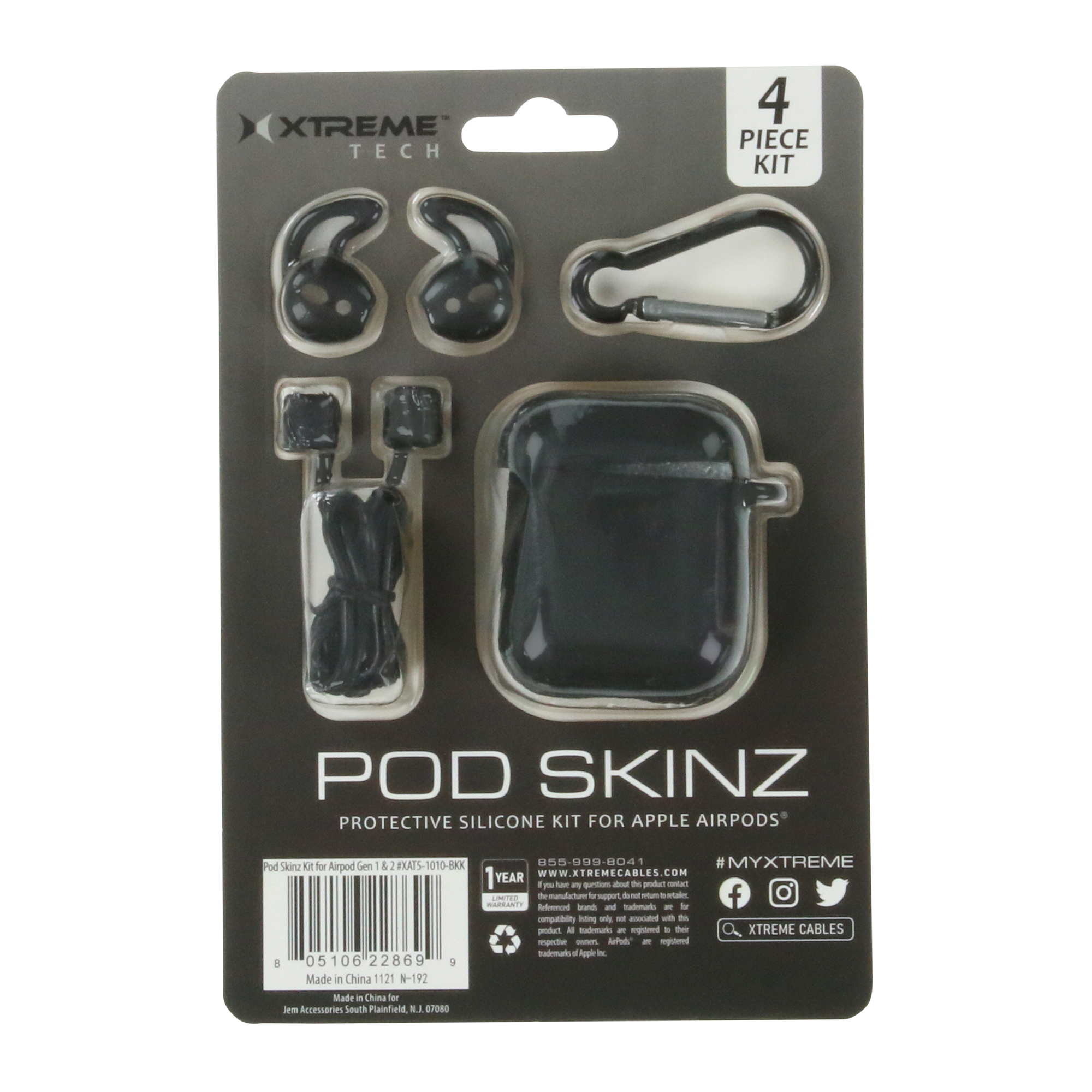 Black Pod Skinz Kit For Airpods® Gen 1 & 2